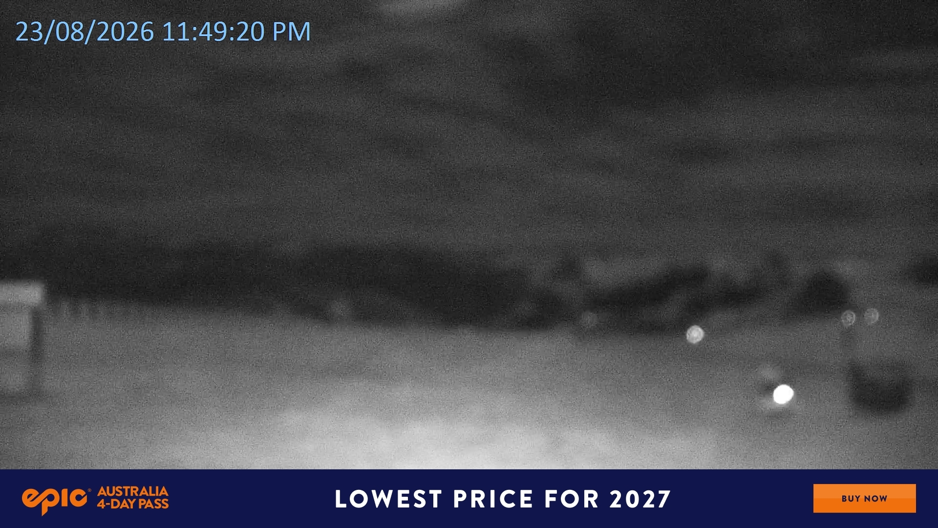 Falls Creek Mouse Trap snow cam captured at 23 August 2026 at 11:54 pm AEST