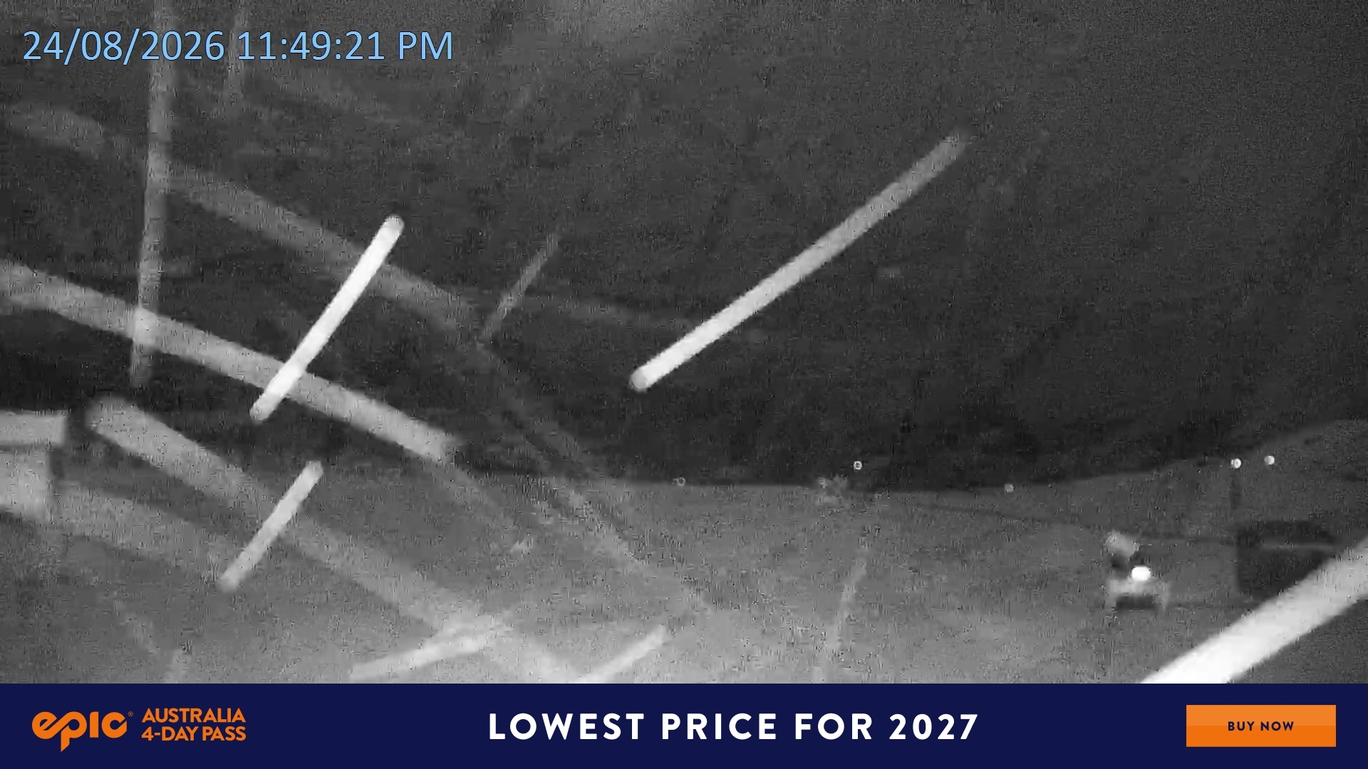 Falls Creek Mouse Trap snow cam captured at 24 August 2026 at 11:55 pm AEST
