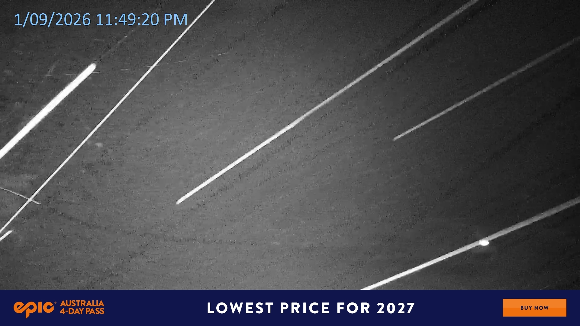 Falls Creek Mouse Trap snow cam captured at 1 September 2026 at 11:54 pm AEST