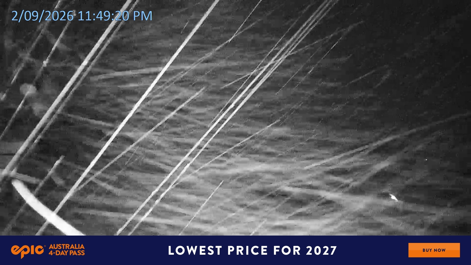 Falls Creek Mouse Trap snow cam captured at 2 September 2026 at 11:55 pm AEST