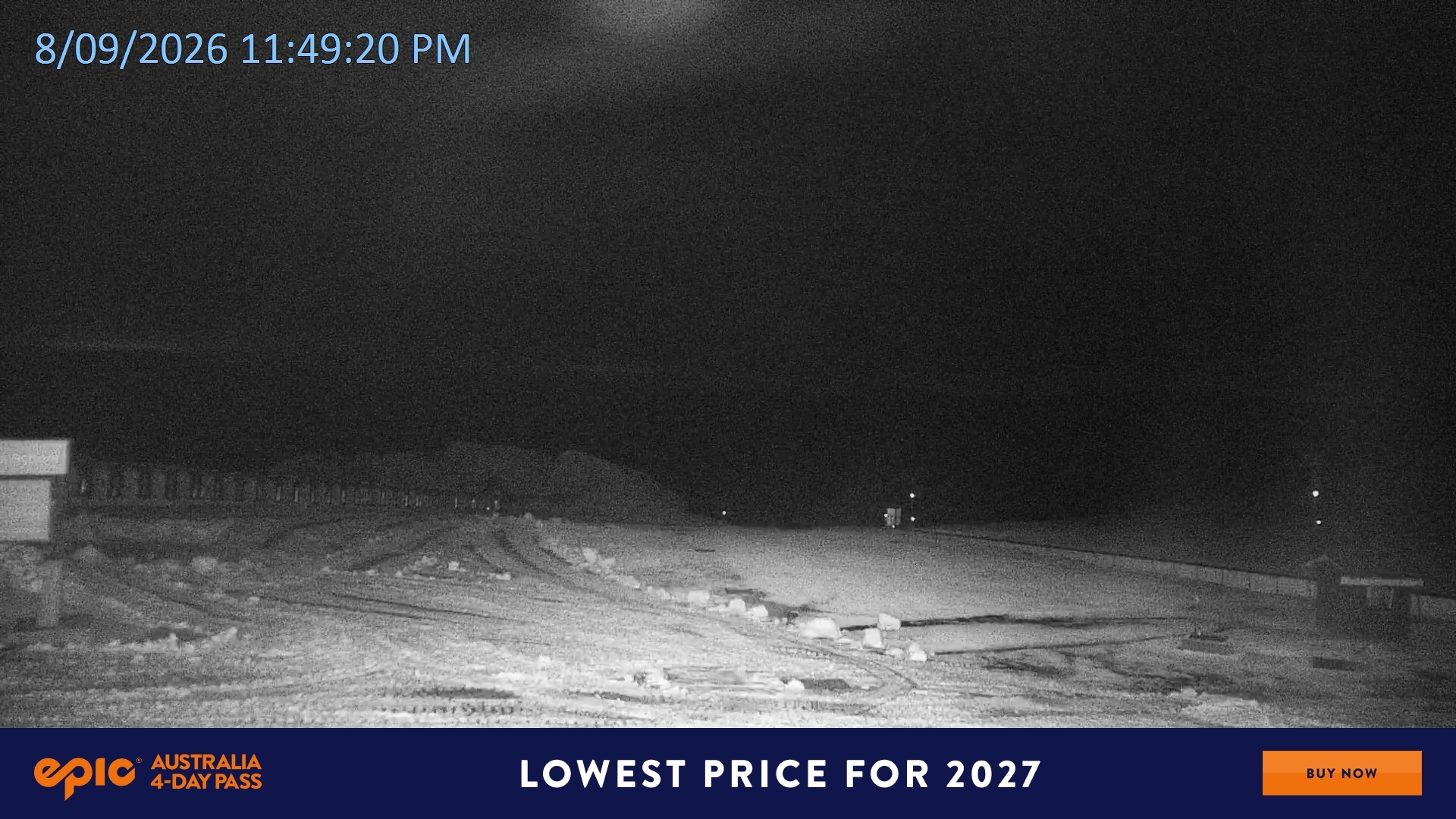 Falls Creek Mouse Trap snow cam captured at 8 September 2026 at 11:51 pm AEST