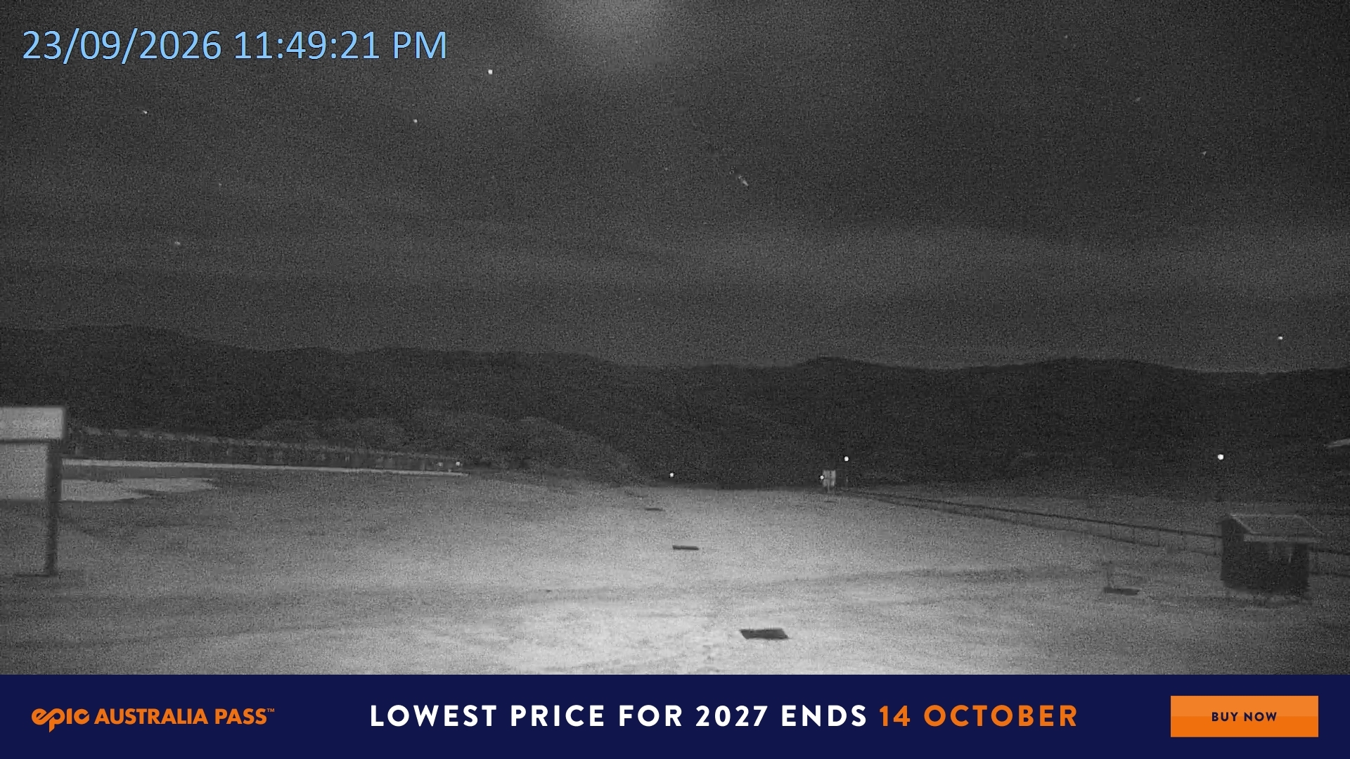 Falls Creek Mouse Trap snow cam captured at 23 September 2026 at 11:51 pm AEST