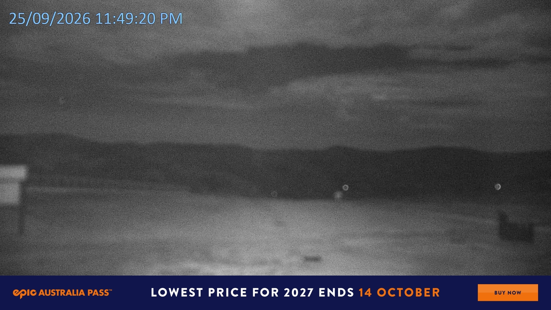 Falls Creek Mouse Trap snow cam captured at 25 September 2026 at 11:58 pm AEST