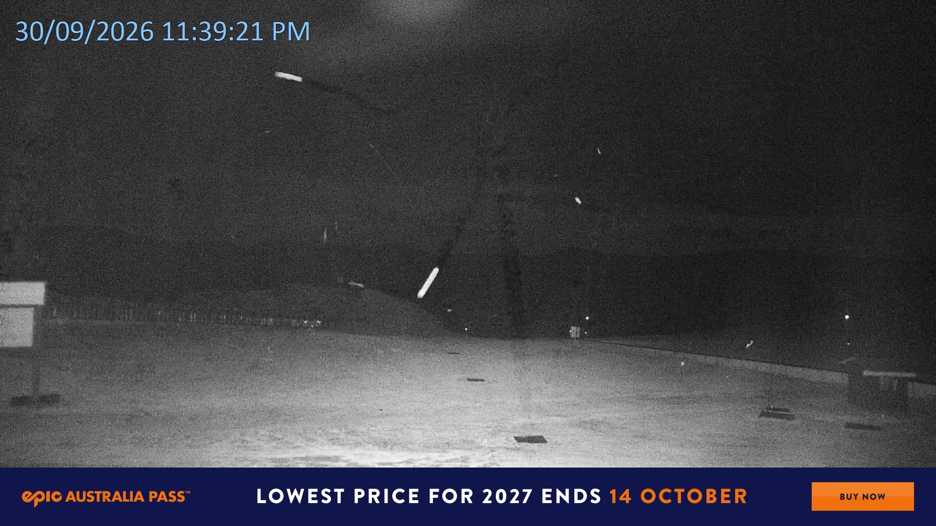 Falls Creek Mouse Trap snow cam captured at 30 September 2026 at 11:41 pm AEST