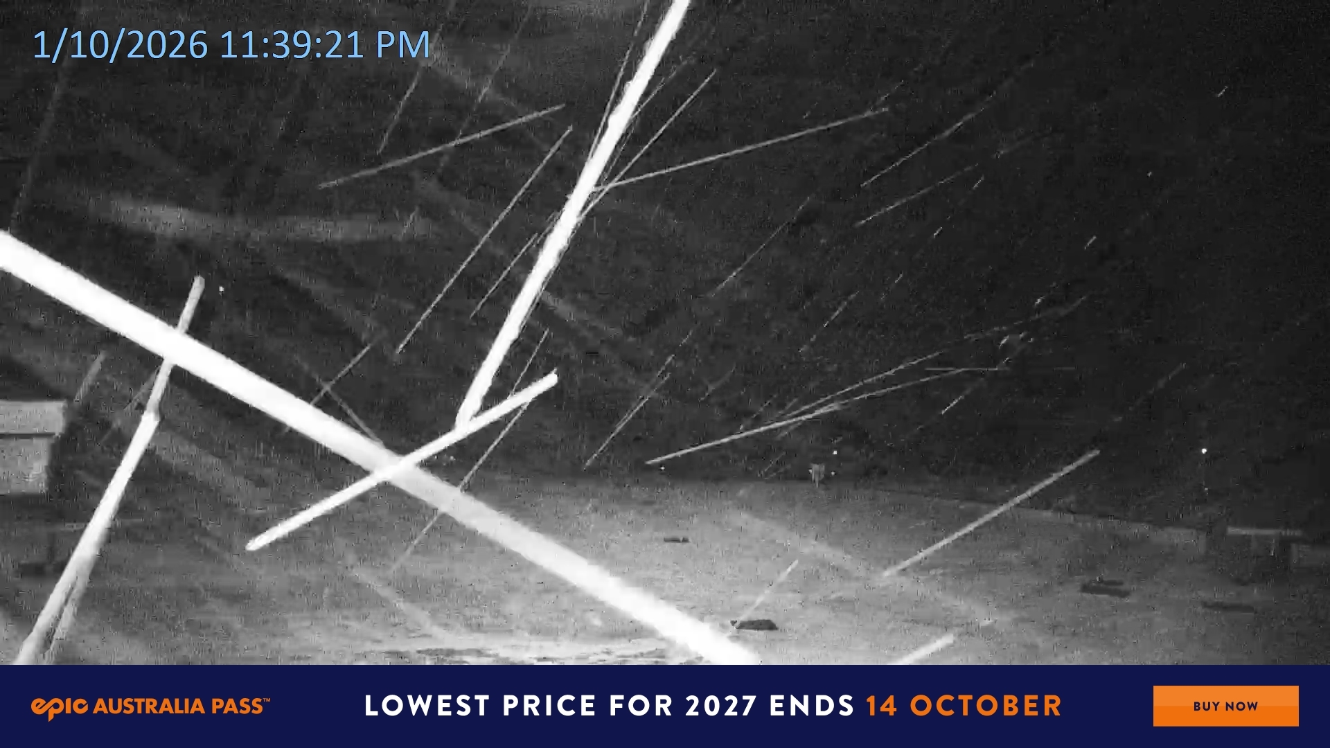 Falls Creek Mouse Trap snow cam captured at 1 October 2026 at 11:41 pm AEST