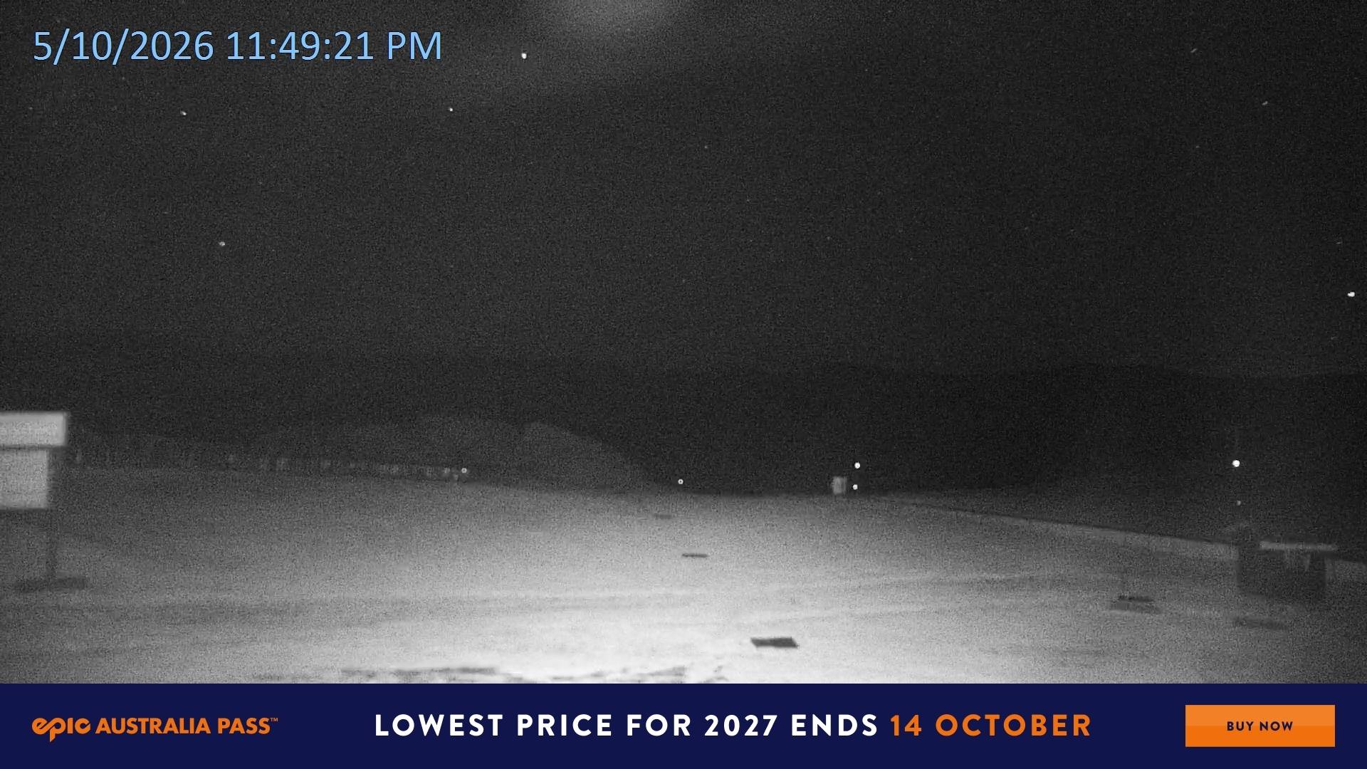 Falls Creek Mouse Trap snow cam captured at 5 October 2026 at 11:51 pm AEDT