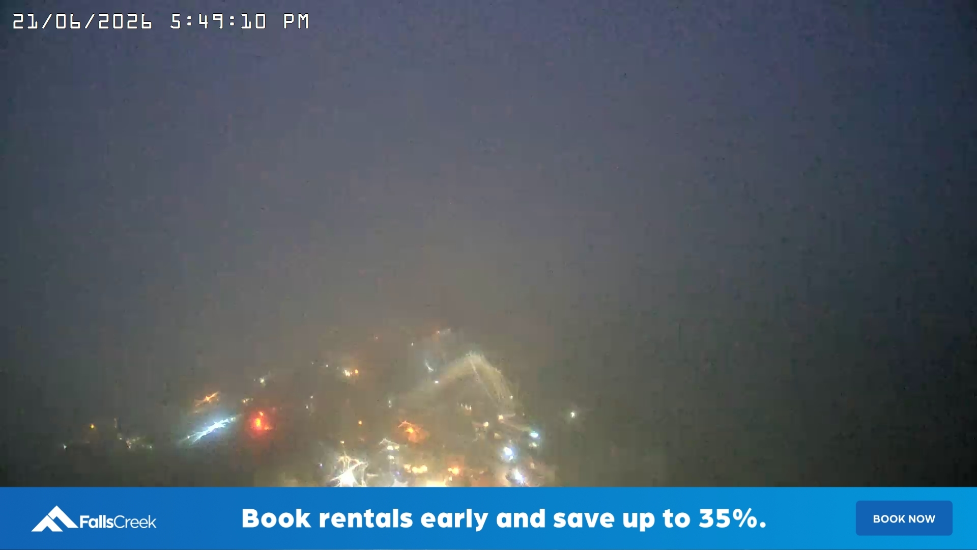 Falls Creek Village View snow cam captured at 21 June 2026 at 5:52 pm AEST