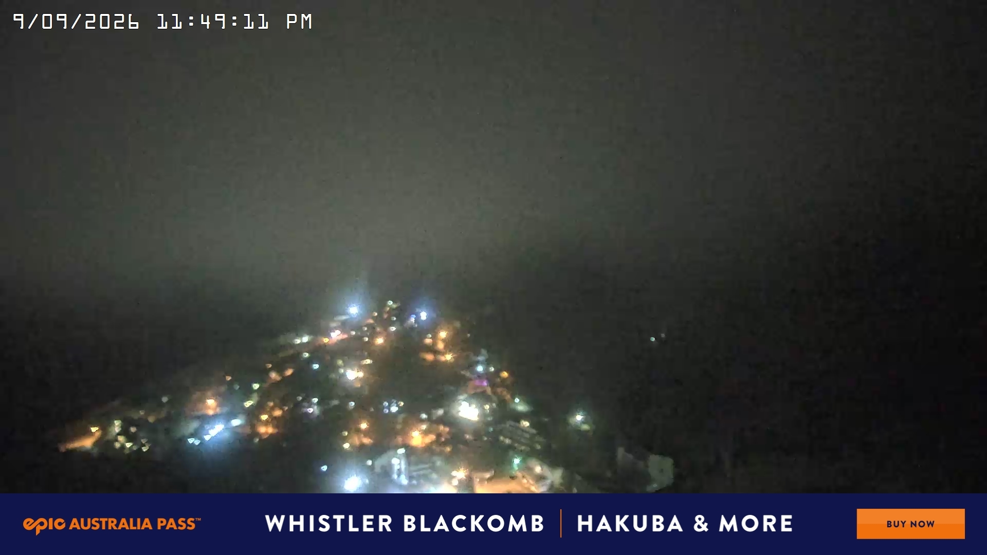 Falls Creek Village View snow cam captured at 9 September 2026 at 11:59 pm AEST