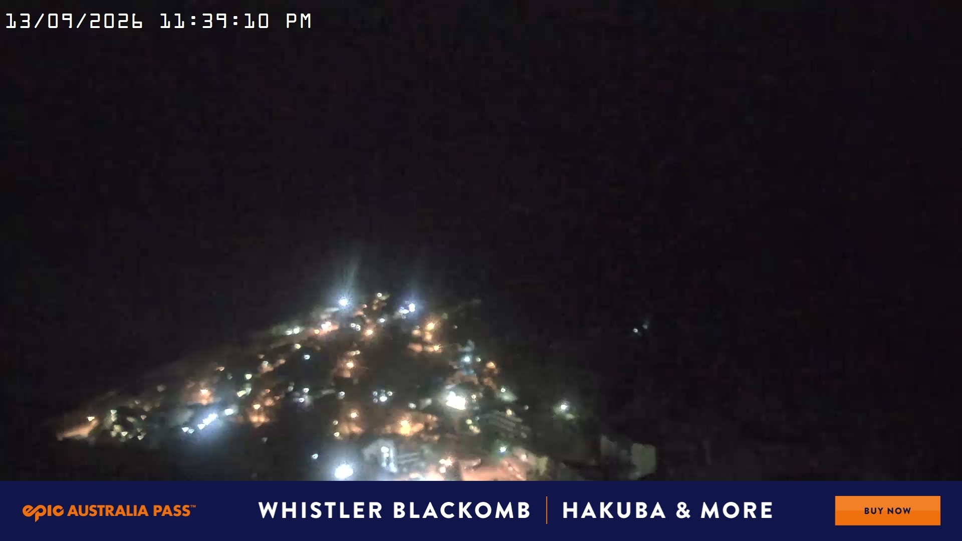 Falls Creek Village View snow cam captured at 13 September 2026 at 11:49 pm AEST