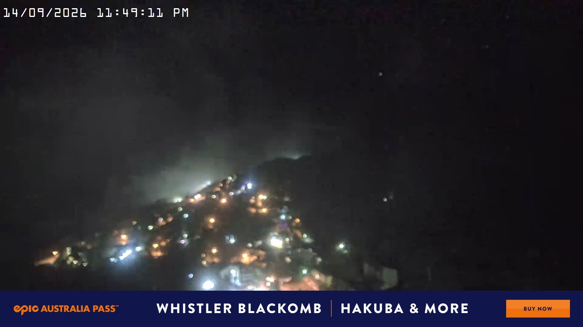 Falls Creek Village View snow cam captured at 14 September 2026 at 11:50 pm AEST