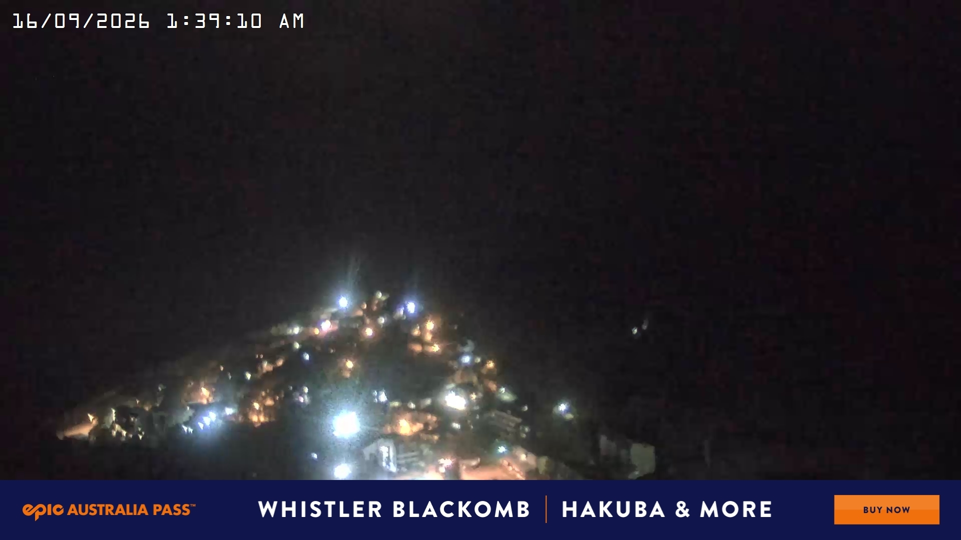 Falls Creek Village View snow cam captured at 16 September 2026 at 1:41 am AEST