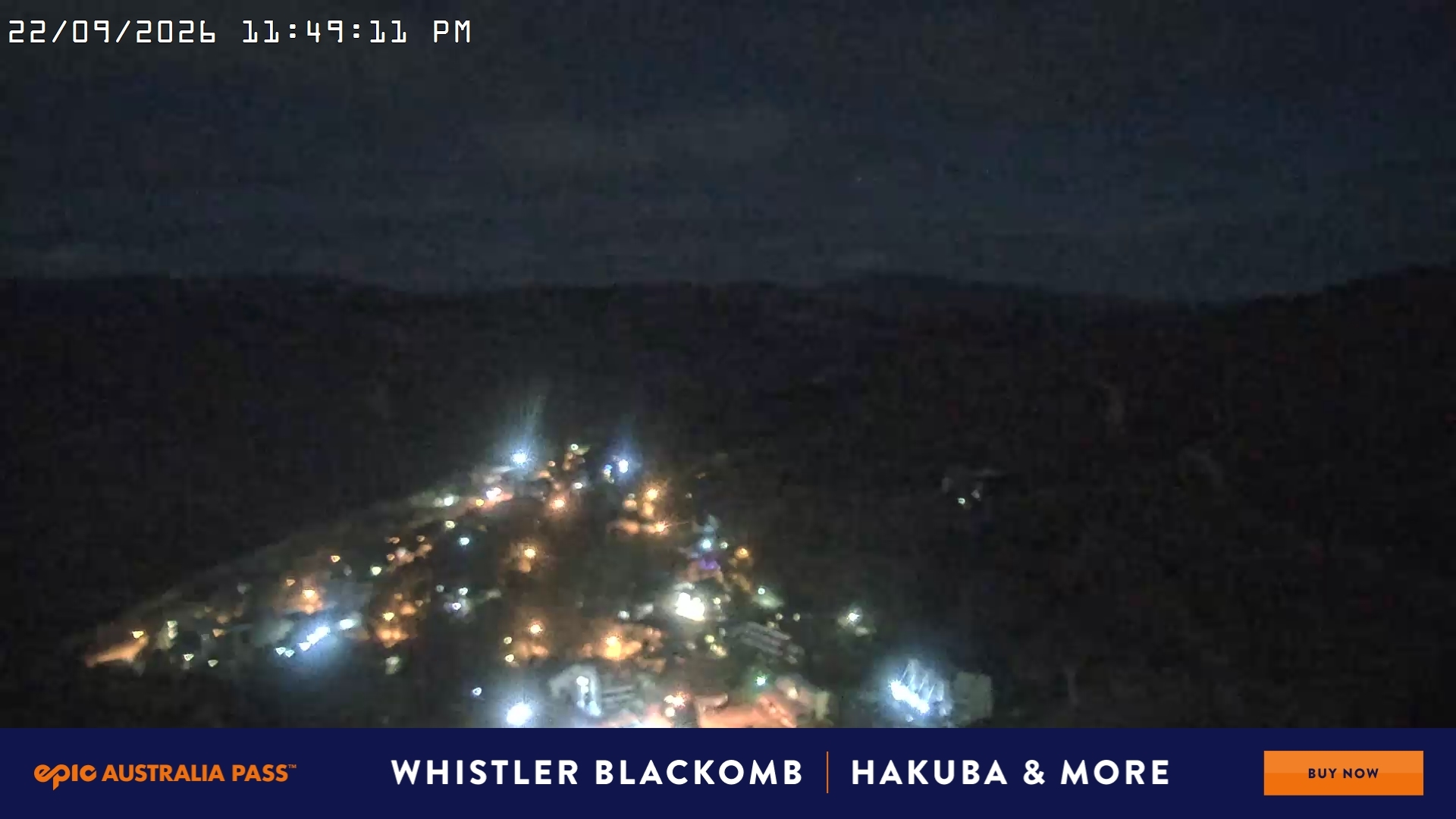 Falls Creek Village View snow cam captured at 22 September 2026 at 11:50 pm AEST