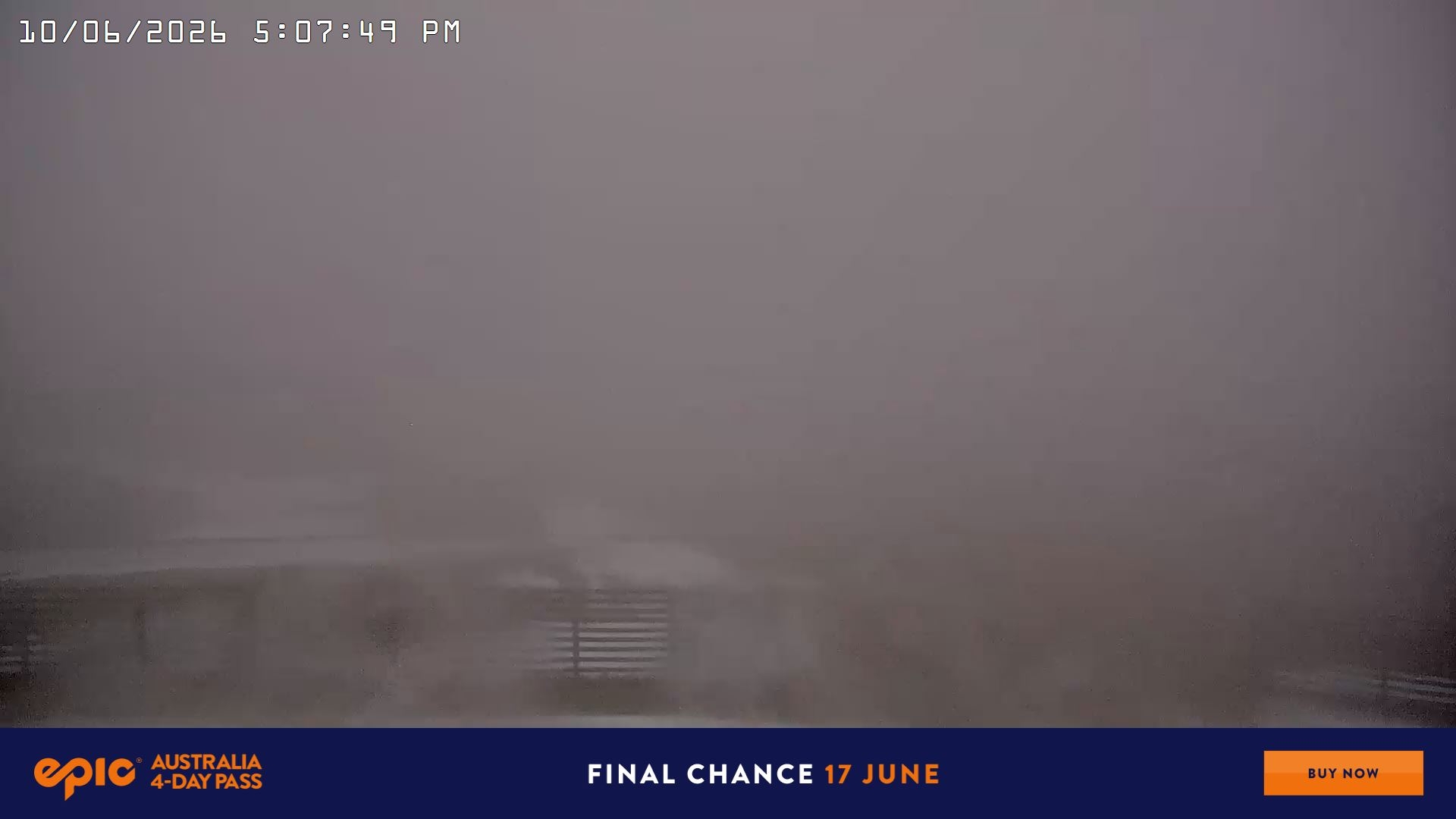 Falls Creek Cloud 9 snow cam captured at 10 June 2026 at 6:02 pm AEST