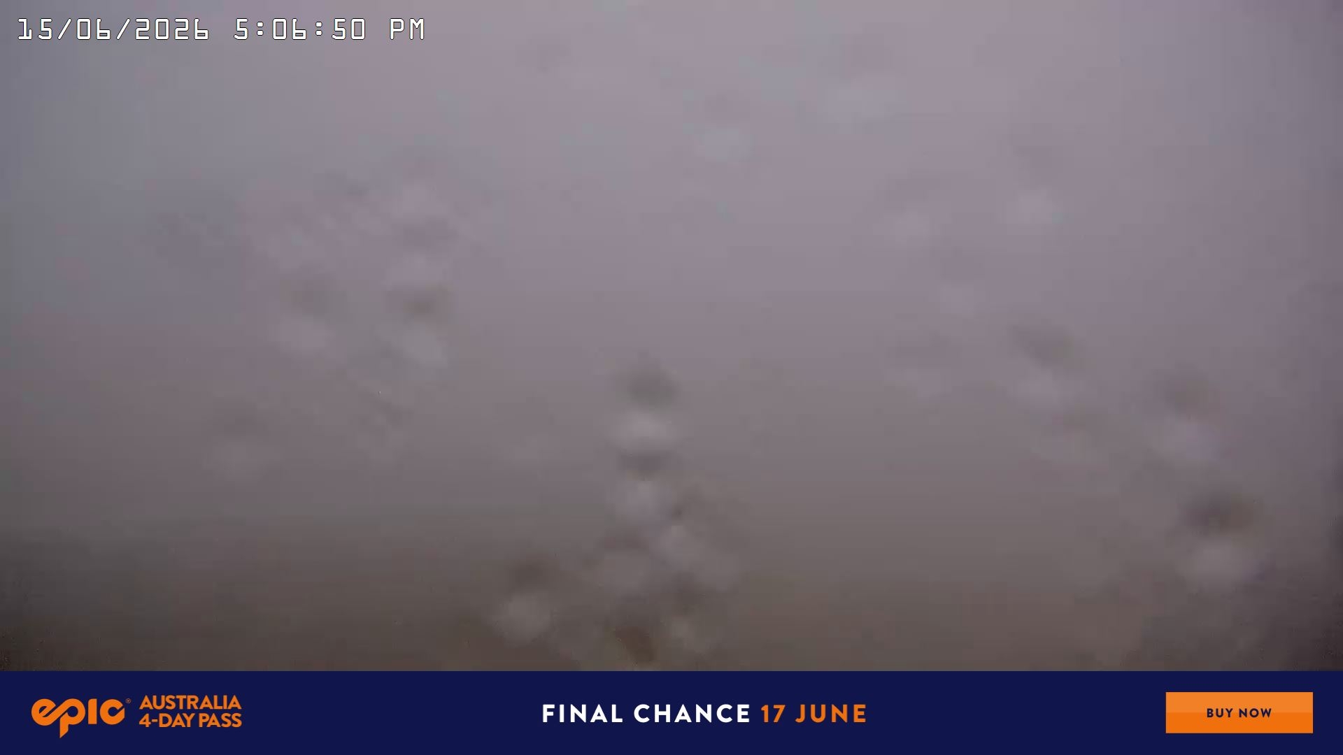Falls Creek Cloud 9 snow cam captured at 15 June 2026 at 5:15 pm AEST