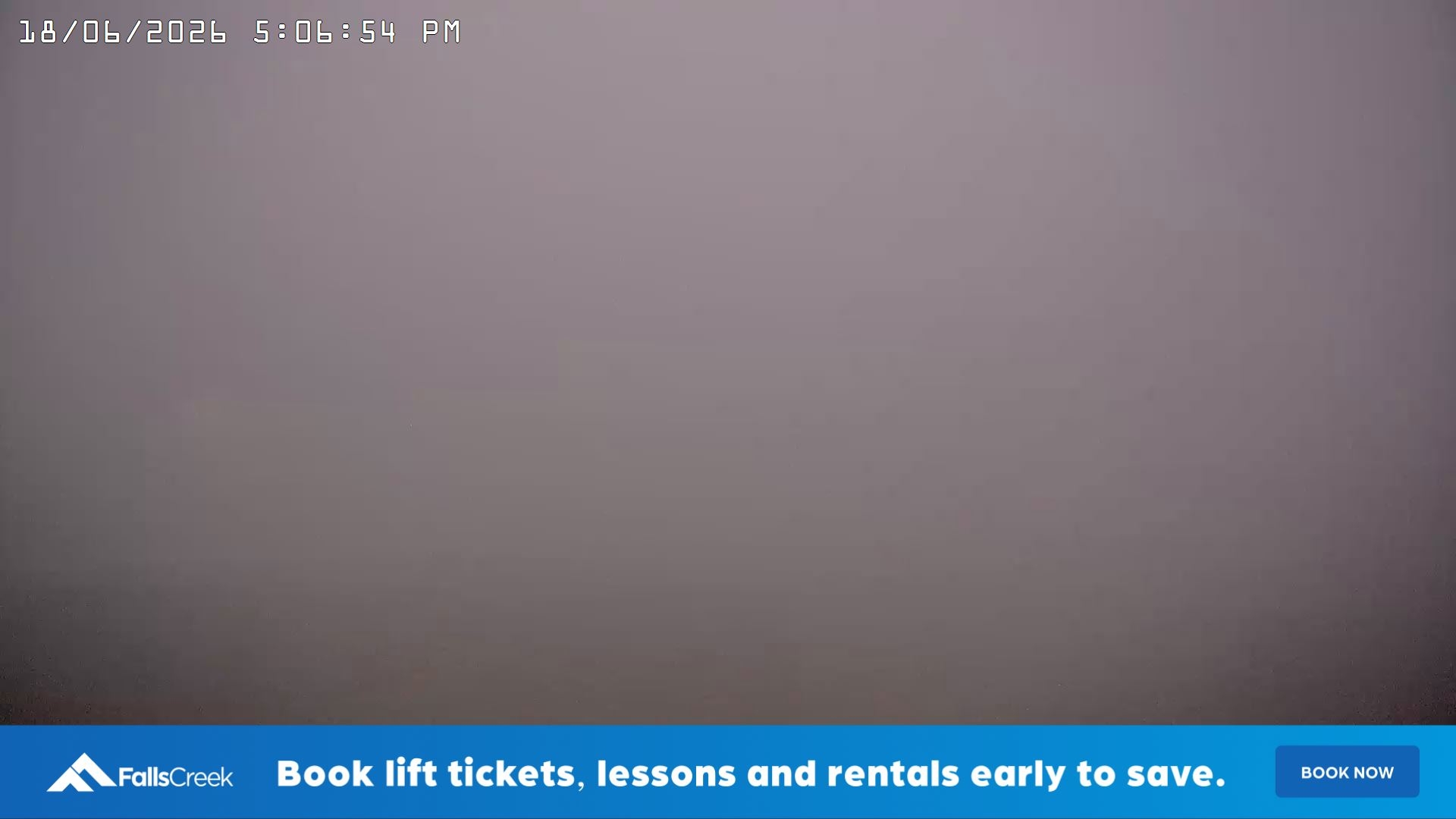 Falls Creek Cloud 9 snow cam captured at 18 June 2026 at 5:14 pm AEST