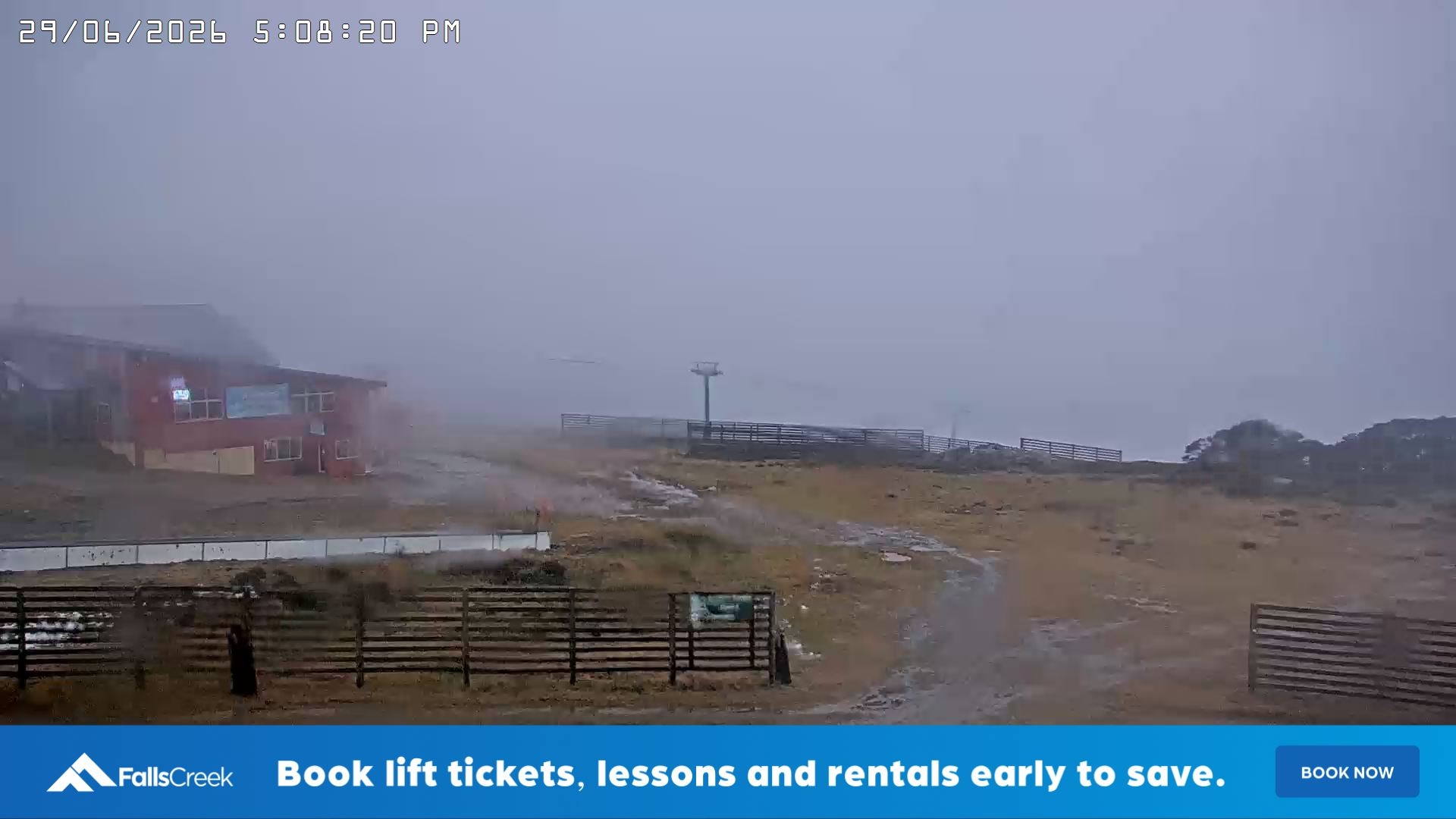 Falls Creek Cloud 9 snow cam captured at 29 June 2026 at 5:12 pm AEST