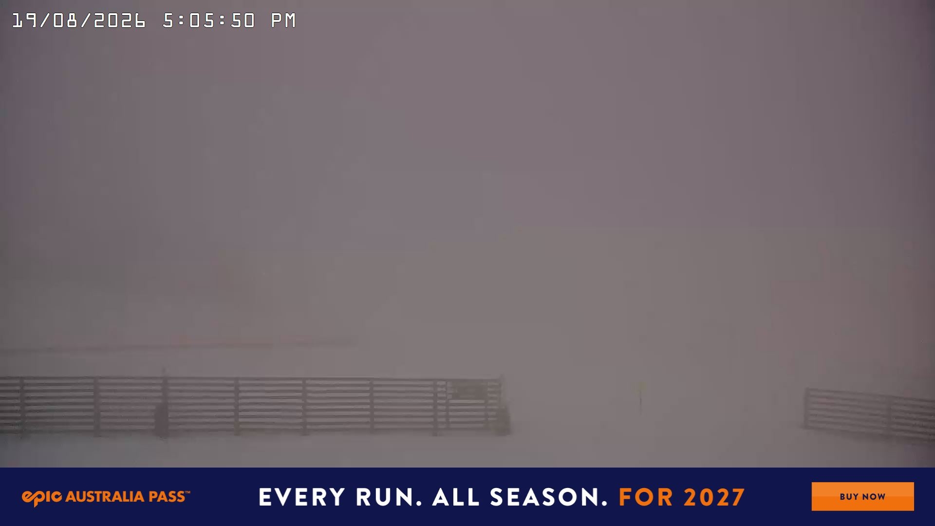 Falls Creek Cloud 9 snow cam captured at 19 August 2026 at 5:11 pm AEST