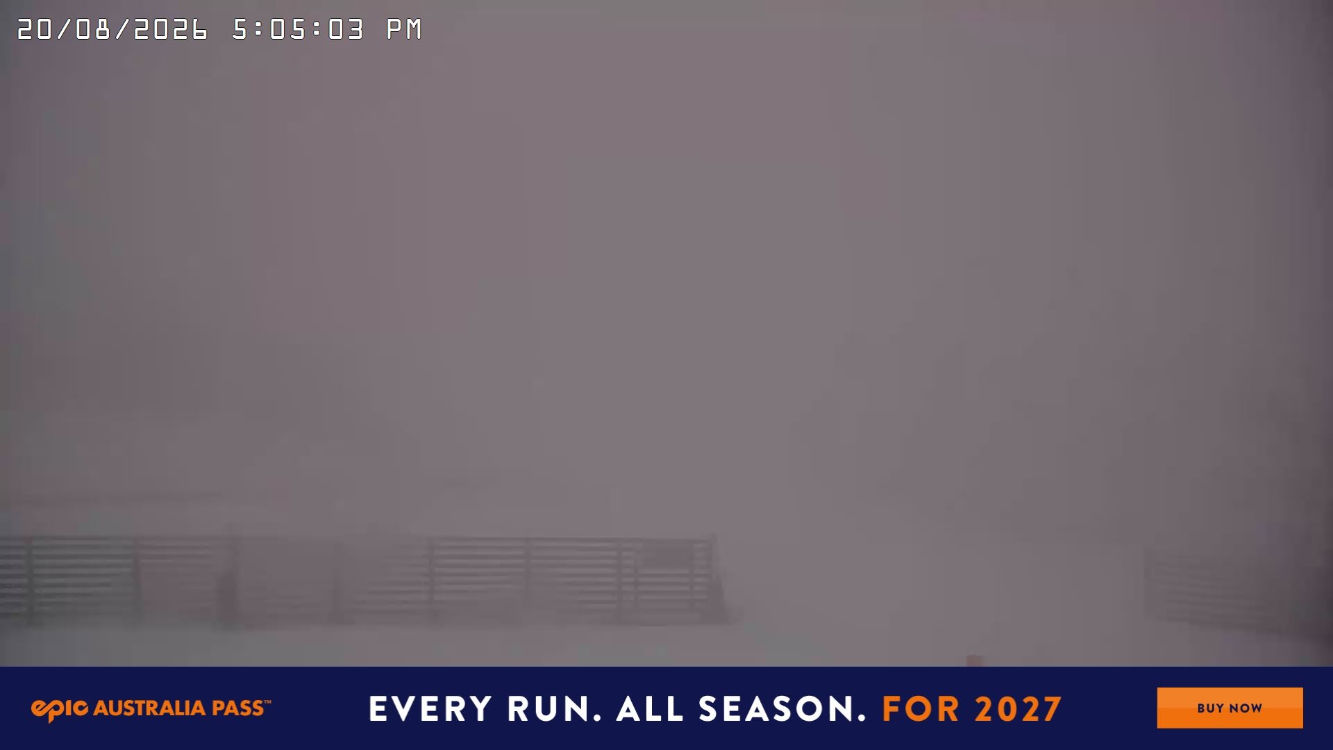 Falls Creek Cloud 9 snow cam captured at 20 August 2026 at 5:12 pm AEST
