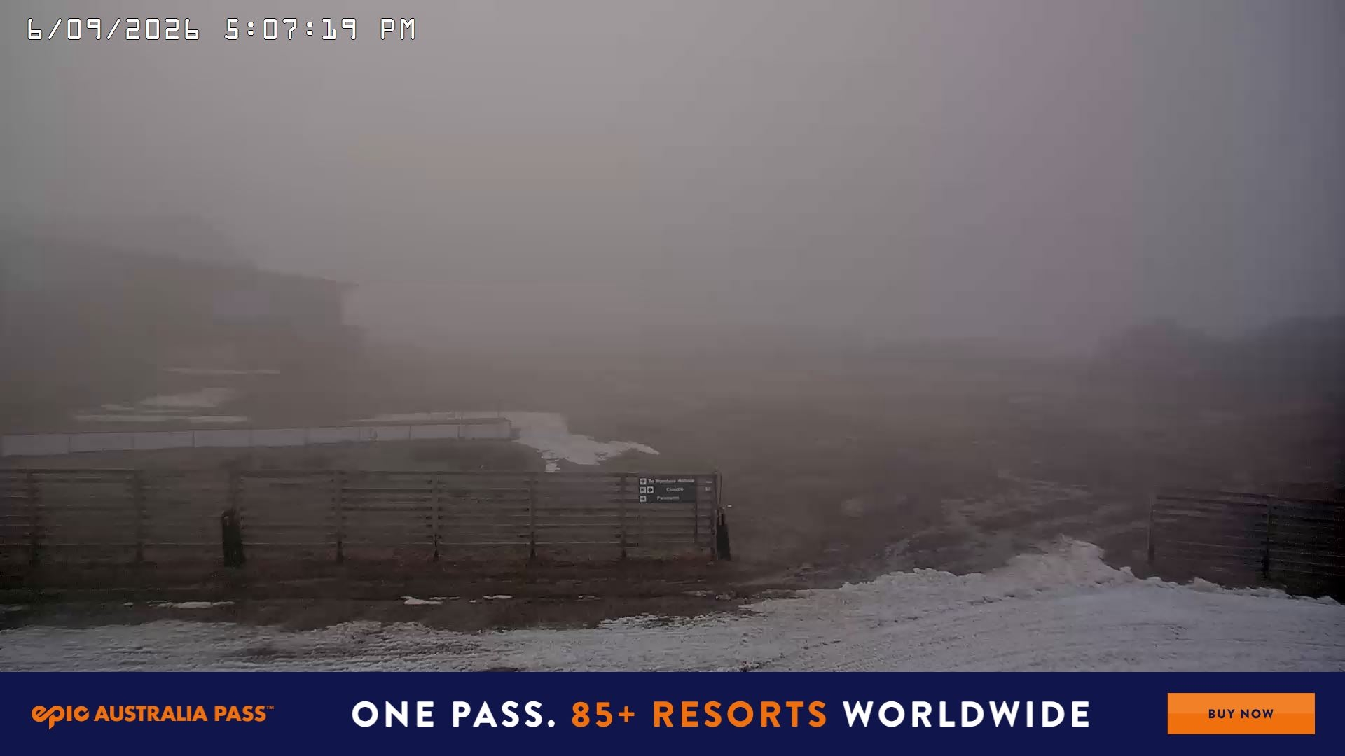 Falls Creek Cloud 9 snow cam captured at 6 September 2026 at 5:11 pm AEST