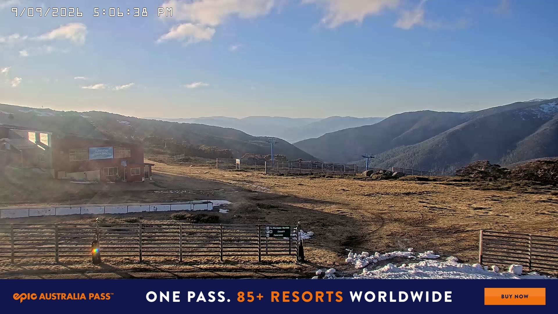 Falls Creek Cloud 9 snow cam captured at 9 September 2026 at 5:18 pm AEST
