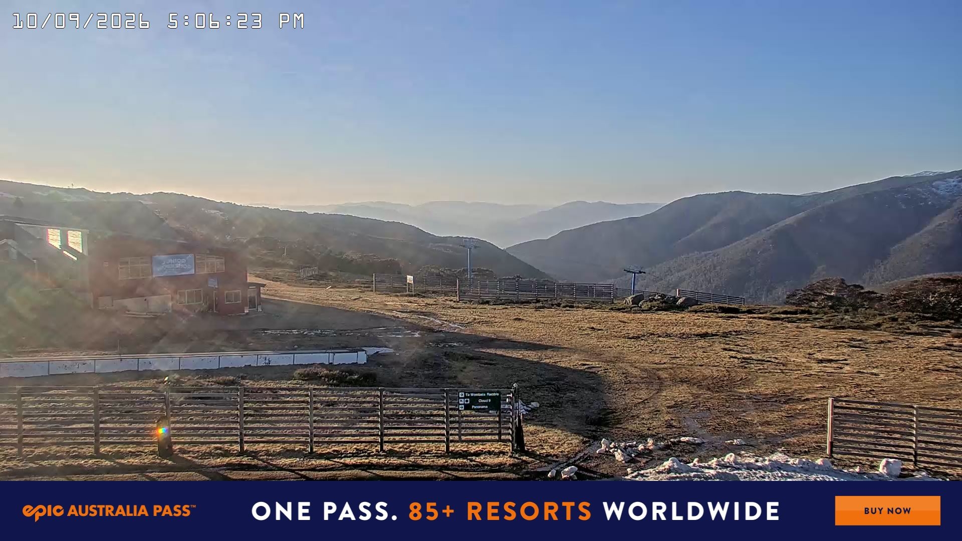 Falls Creek Cloud 9 snow cam captured at 10 September 2026 at 5:19 pm AEST