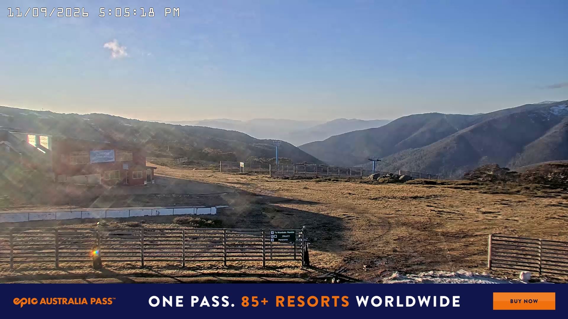 Falls Creek Cloud 9 snow cam captured at 11 September 2026 at 5:17 pm AEST