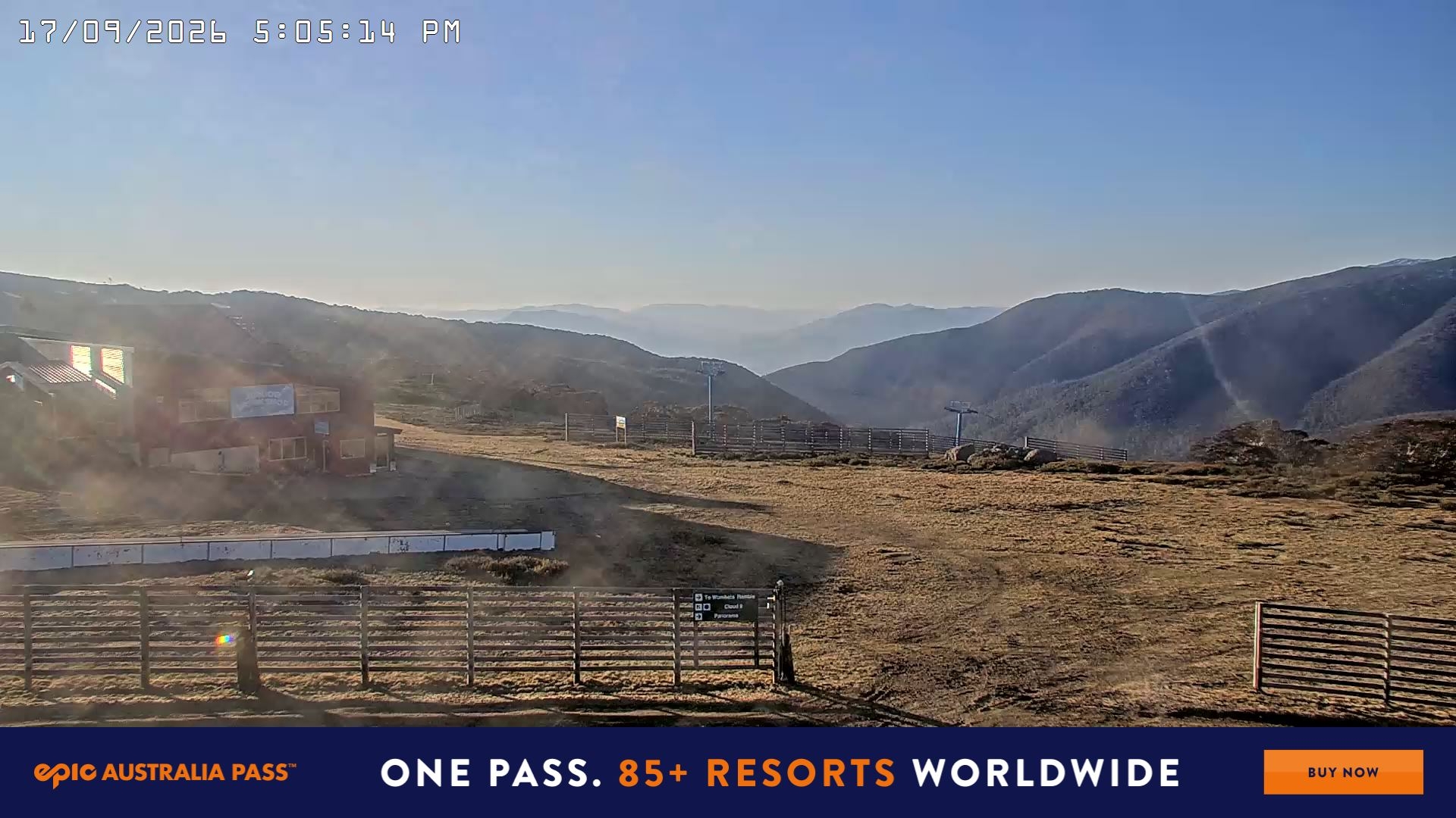 Falls Creek Cloud 9 snow cam captured at 17 September 2026 at 5:19 pm AEST