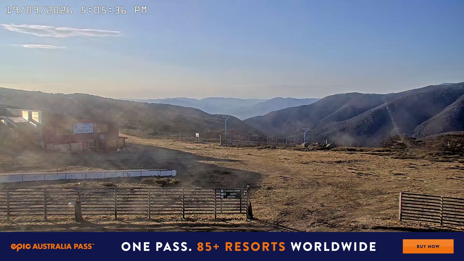 Falls Creek Cloud 9 snow cam captured at 19 September 2026 at 5:11 pm AEST