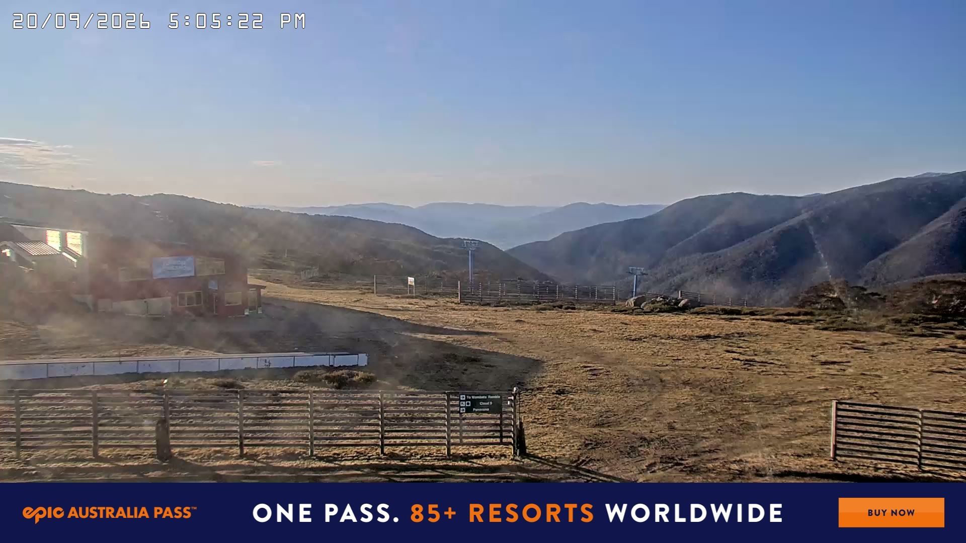 Falls Creek Cloud 9 snow cam captured at 20 September 2026 at 5:13 pm AEST