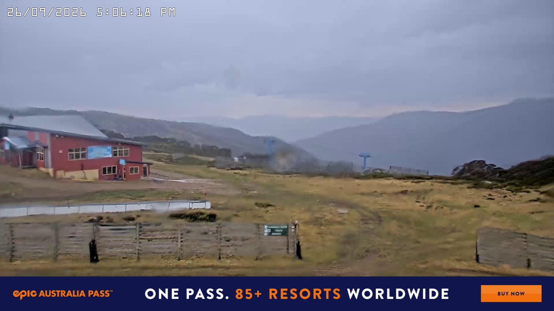 Falls Creek Cloud 9 snow cam captured at 26 September 2026 at 5:12 pm AEST