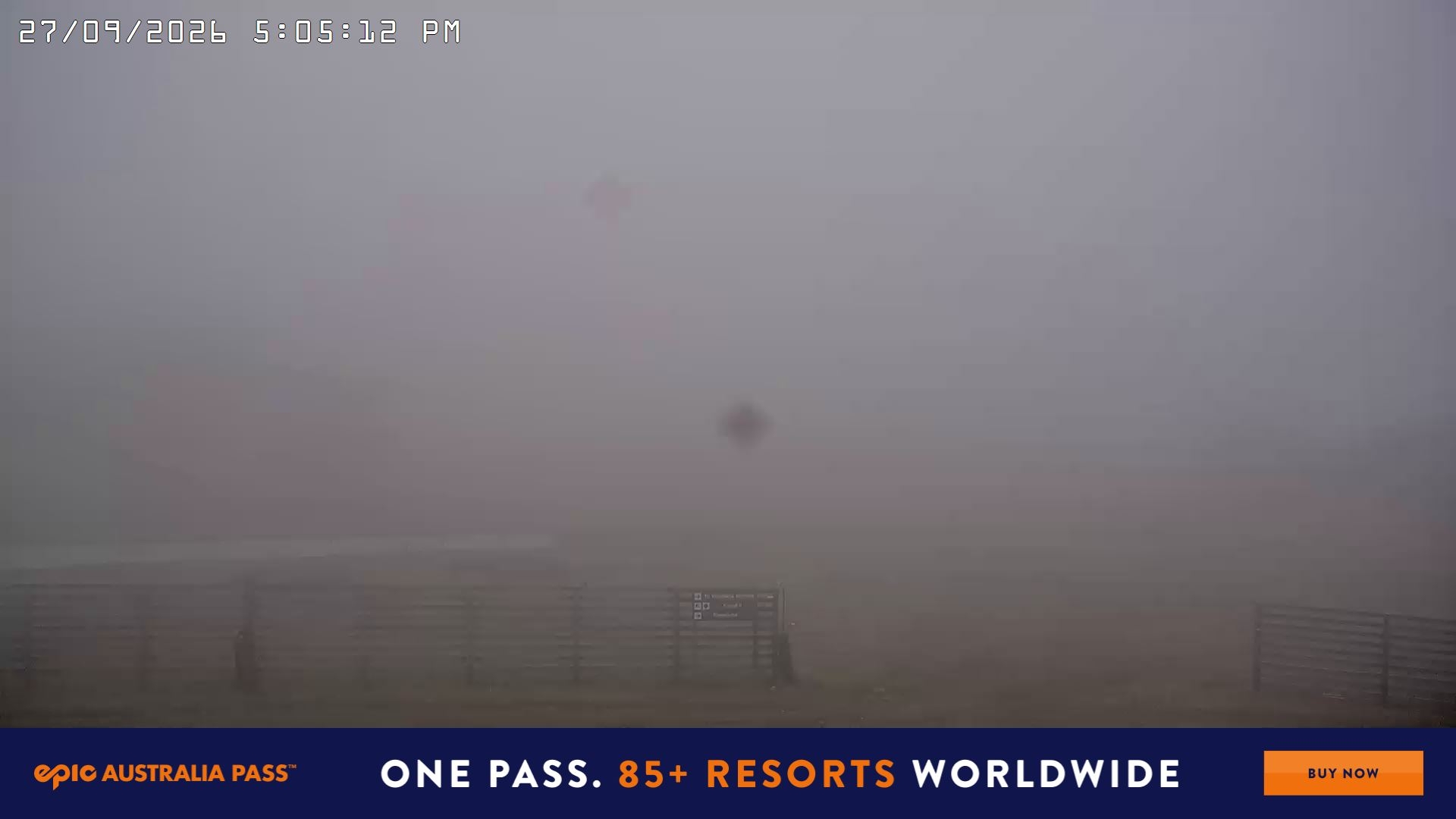 Falls Creek Cloud 9 snow cam captured at 27 September 2026 at 6:18 pm AEST