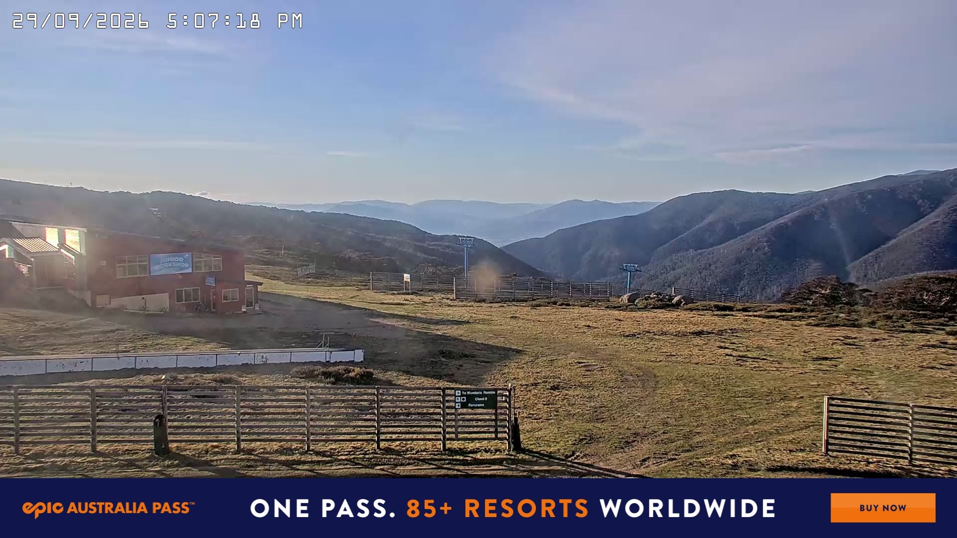 Falls Creek Cloud 9 snow cam captured at 29 September 2026 at 5:13 pm AEST
