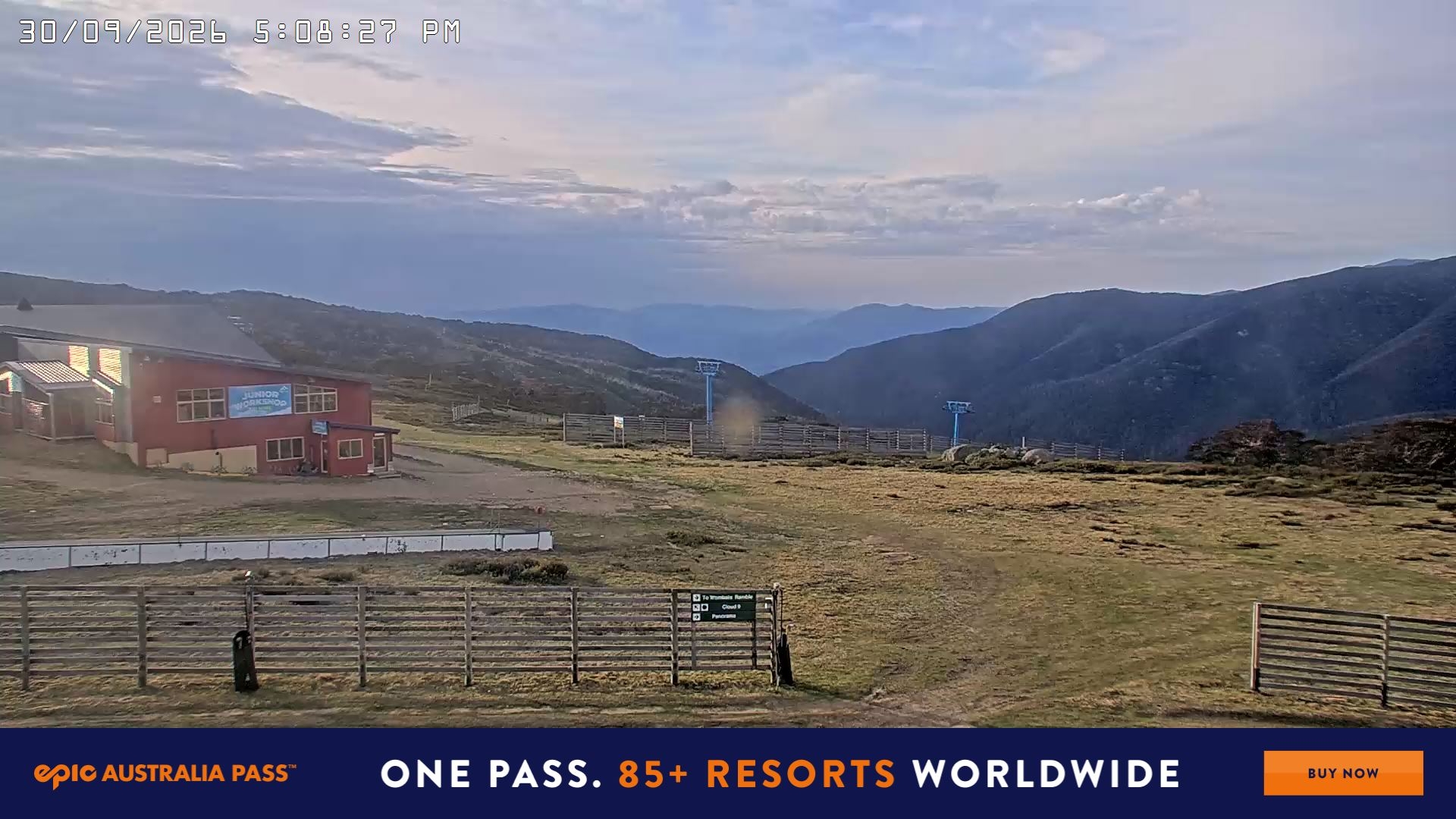Falls Creek Cloud 9 snow cam captured at 30 September 2026 at 5:18 pm AEST