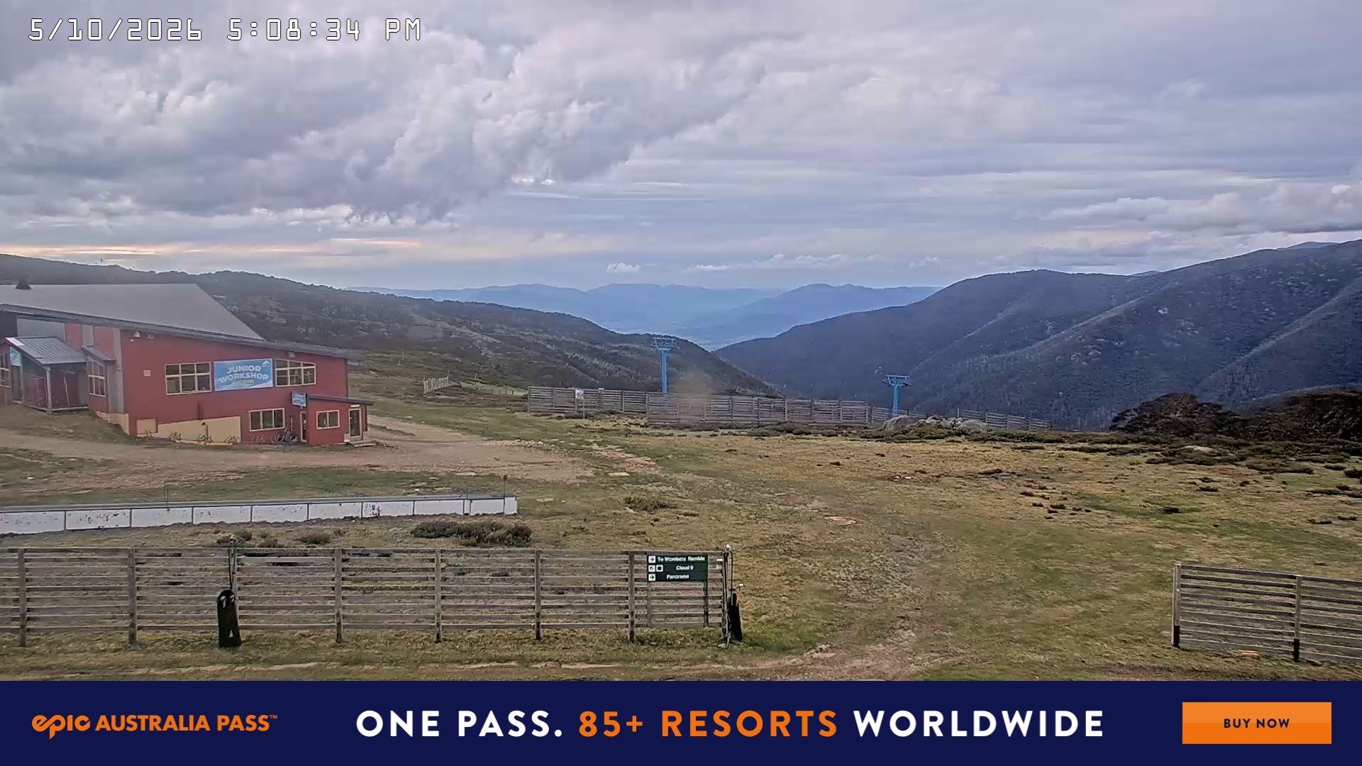 Falls Creek Cloud 9 snow cam captured at 5 October 2026 at 5:10 pm AEDT