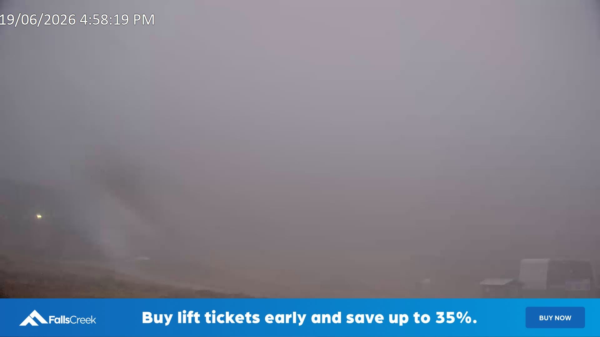 Falls Creek Scott Chair snow cam captured at 19 June 2026 at 5:00 pm AEST