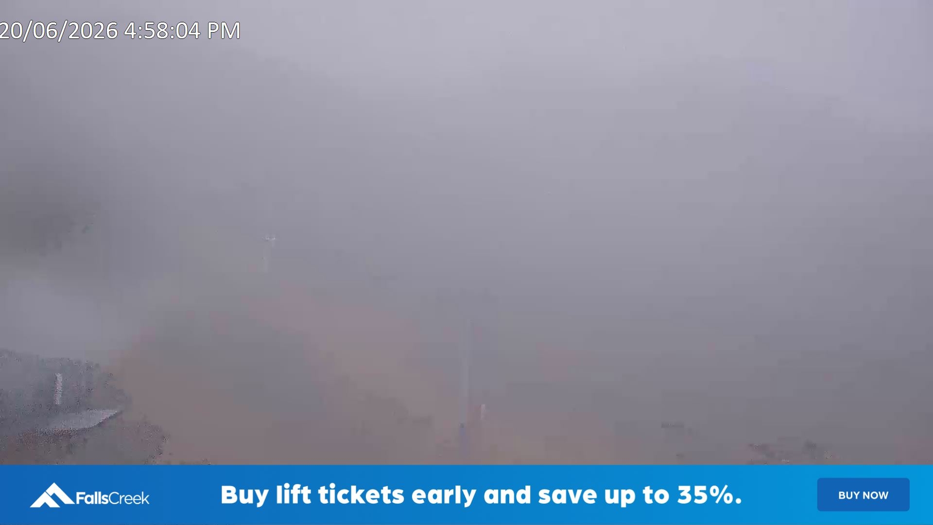 Falls Creek Scott Chair snow cam captured at 20 June 2026 at 5:05 pm AEST