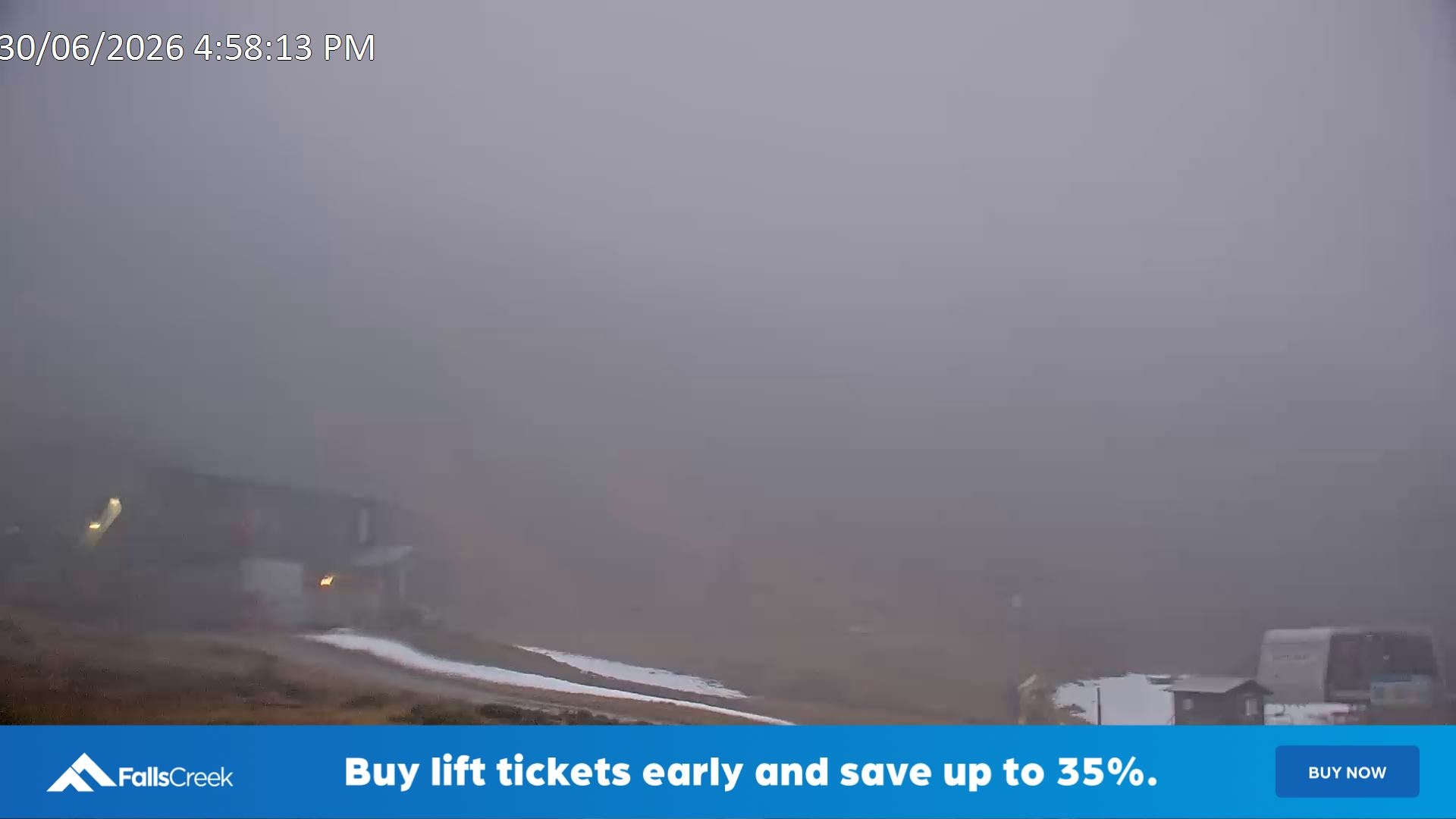 Falls Creek Scott Chair snow cam captured at 30 June 2026 at 5:04 pm AEST