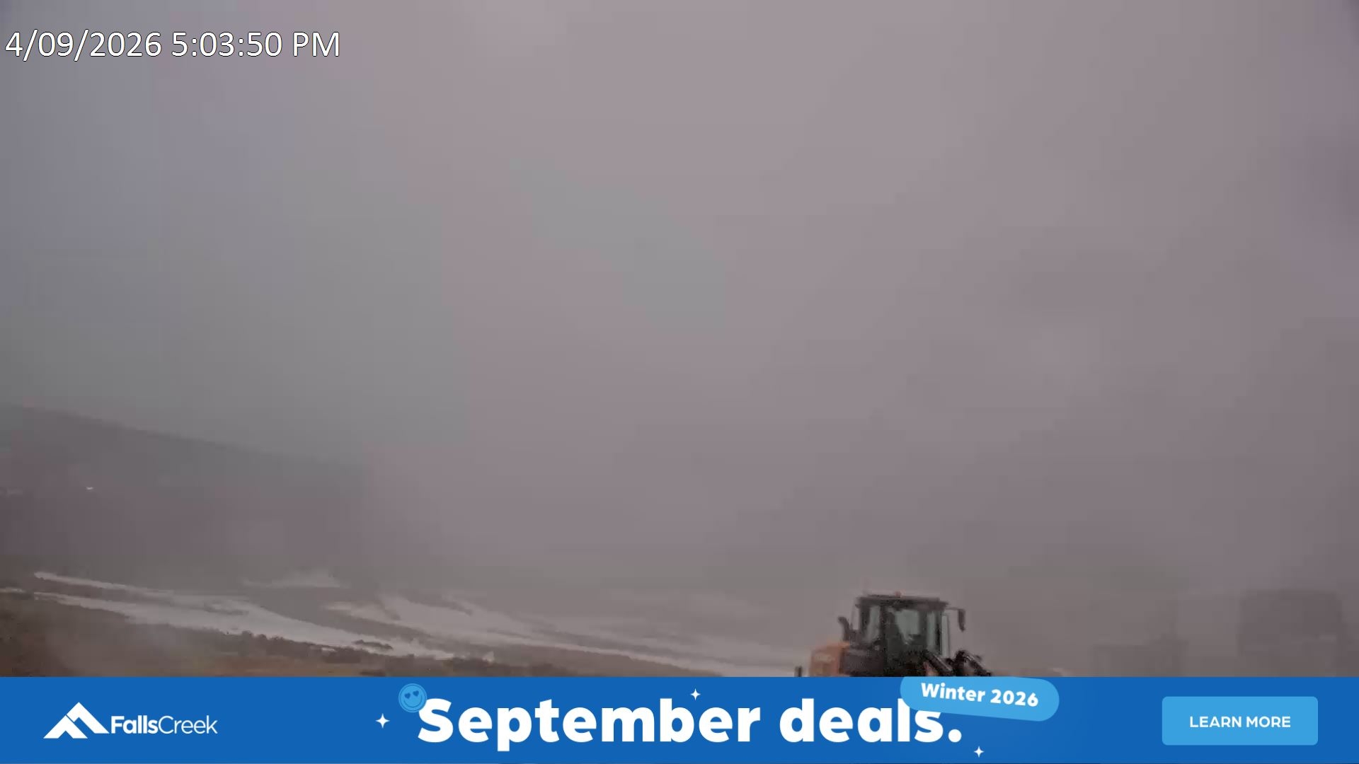 Falls Creek Scott Chair snow cam captured at 4 September 2026 at 5:19 pm AEST