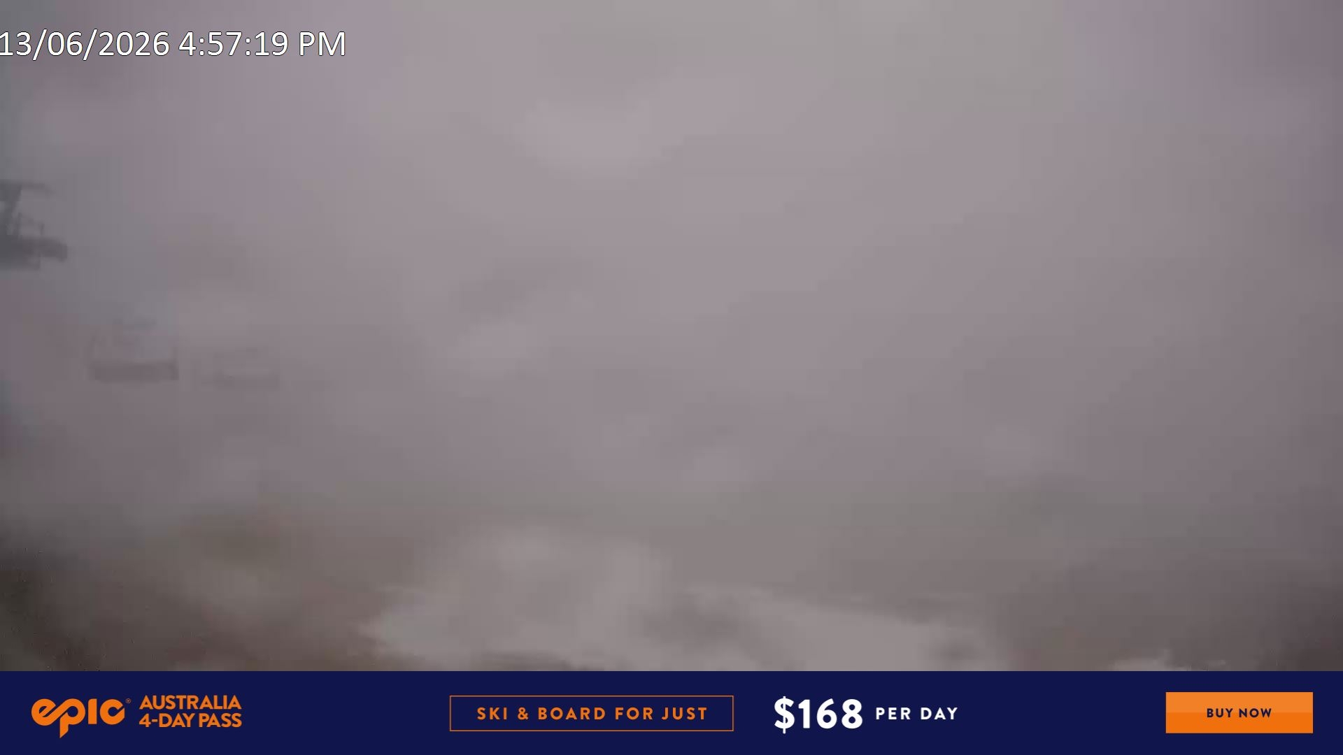 Falls Creek Ruined Castle snow cam captured at 13 June 2026 at 5:02 pm AEST