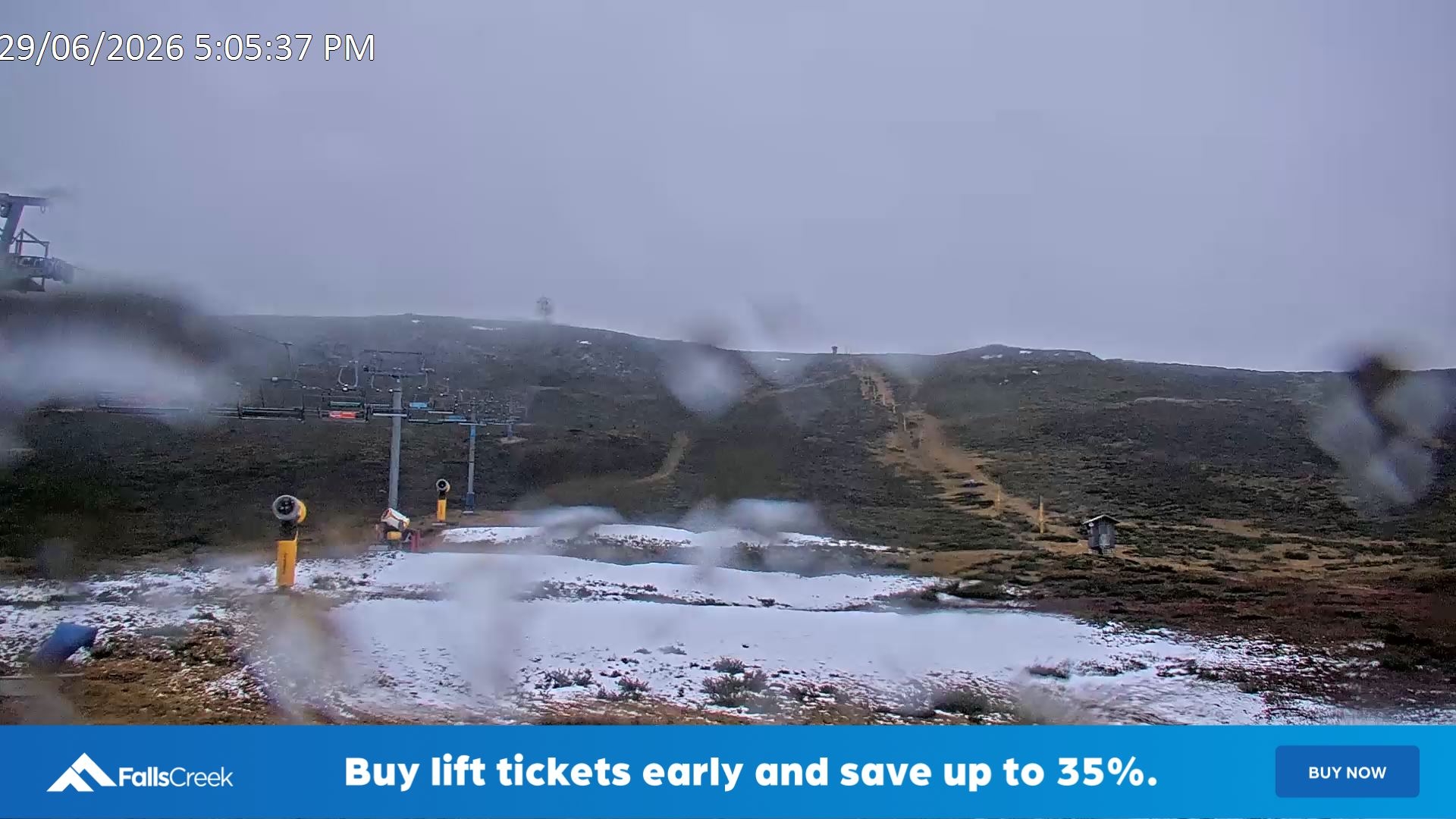Falls Creek Ruined Castle snow cam captured at 29 June 2026 at 5:12 pm AEST