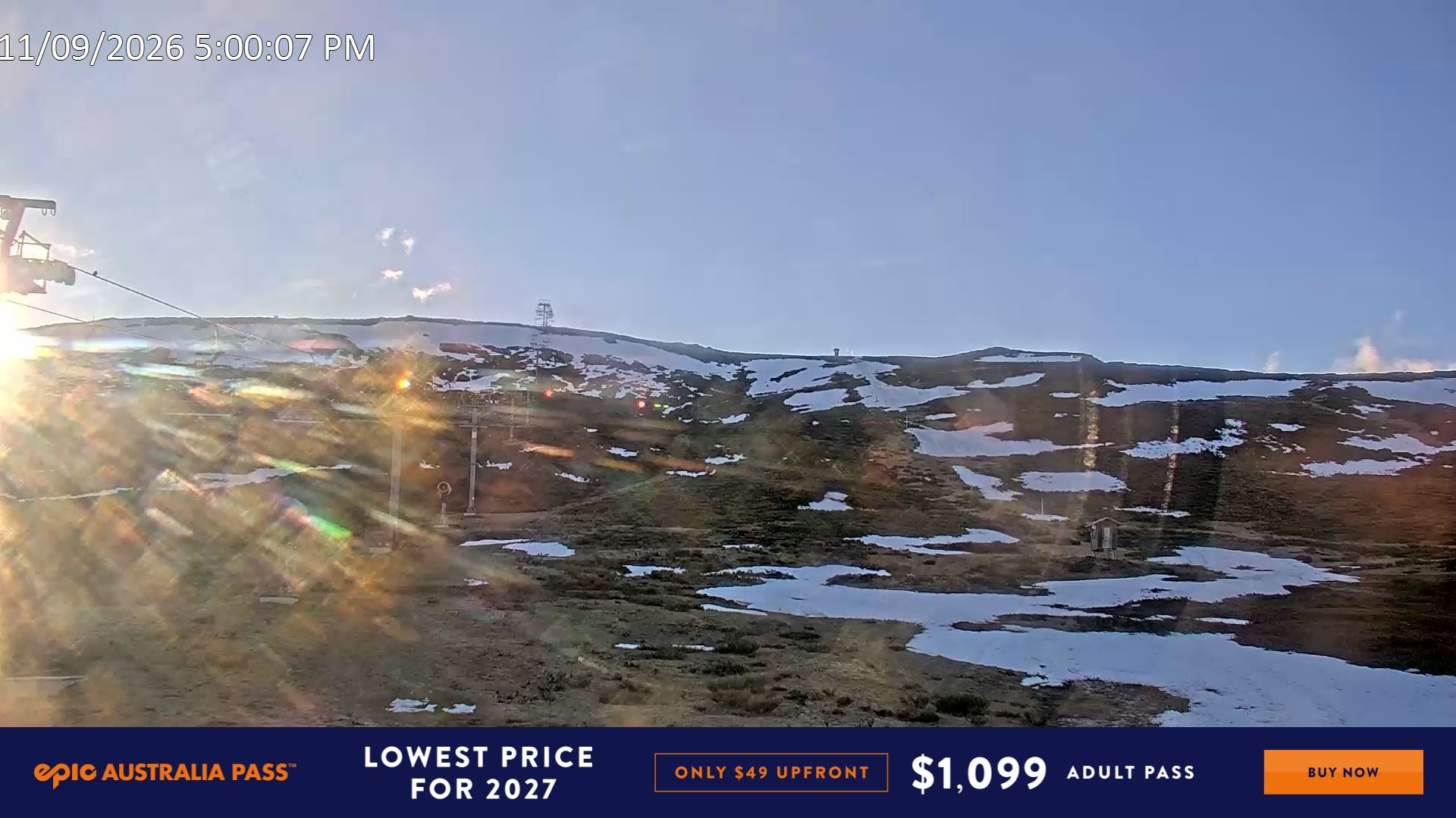 Falls Creek Ruined Castle snow cam captured at 11 September 2026 at 5:16 pm AEST