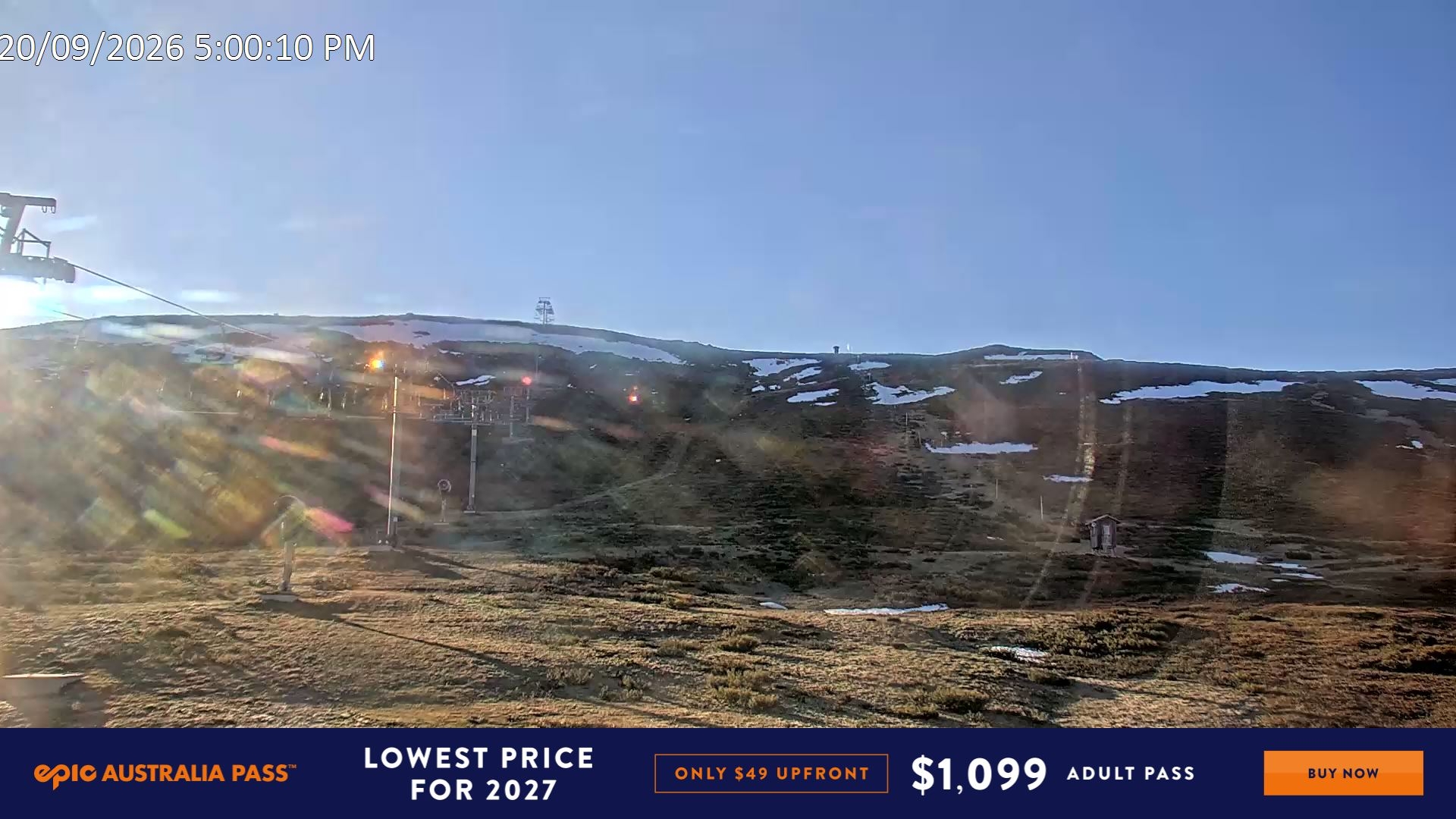 Falls Creek Ruined Castle snow cam captured at 20 September 2026 at 5:13 pm AEST
