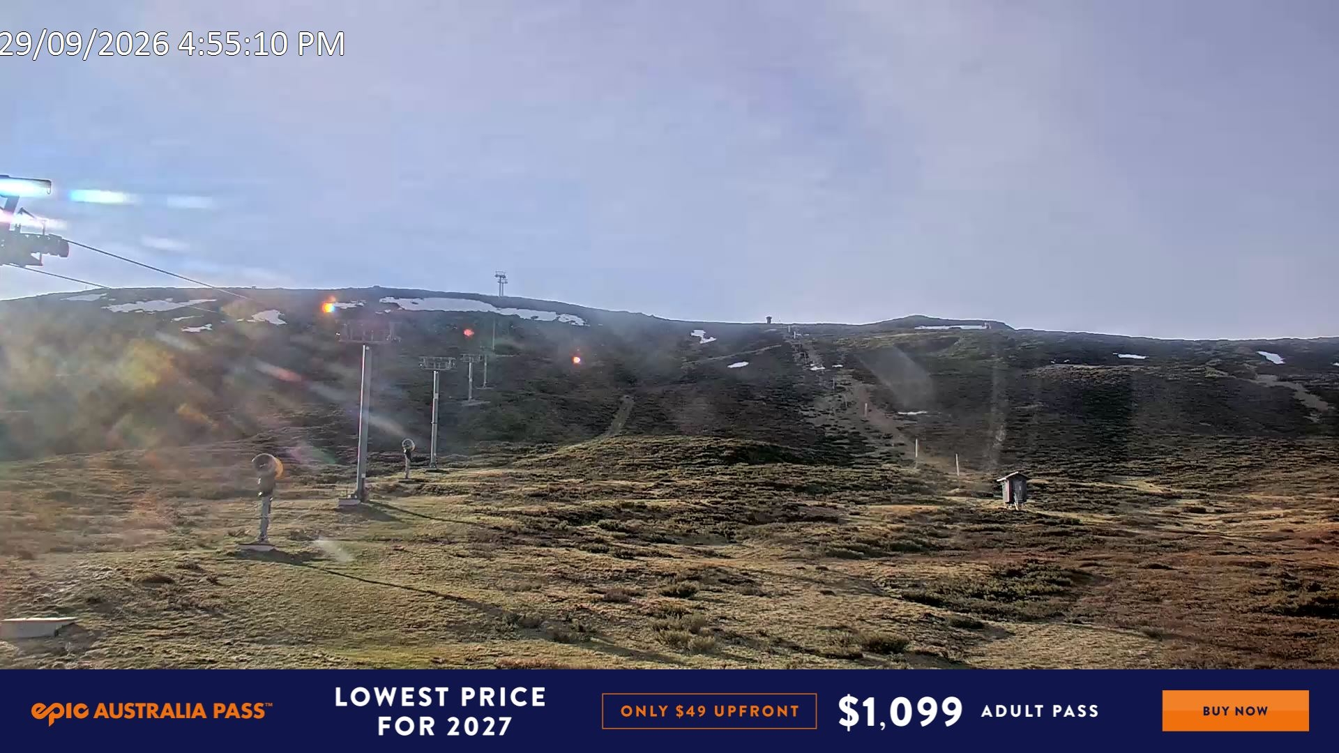 Falls Creek Ruined Castle snow cam captured at 29 September 2026 at 5:02 pm AEST