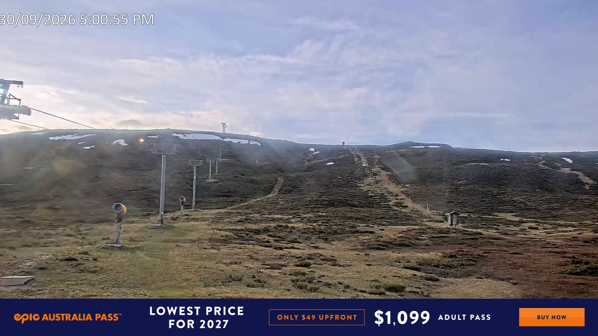 Falls Creek Ruined Castle snow cam captured at 30 September 2026 at 5:18 pm AEST
