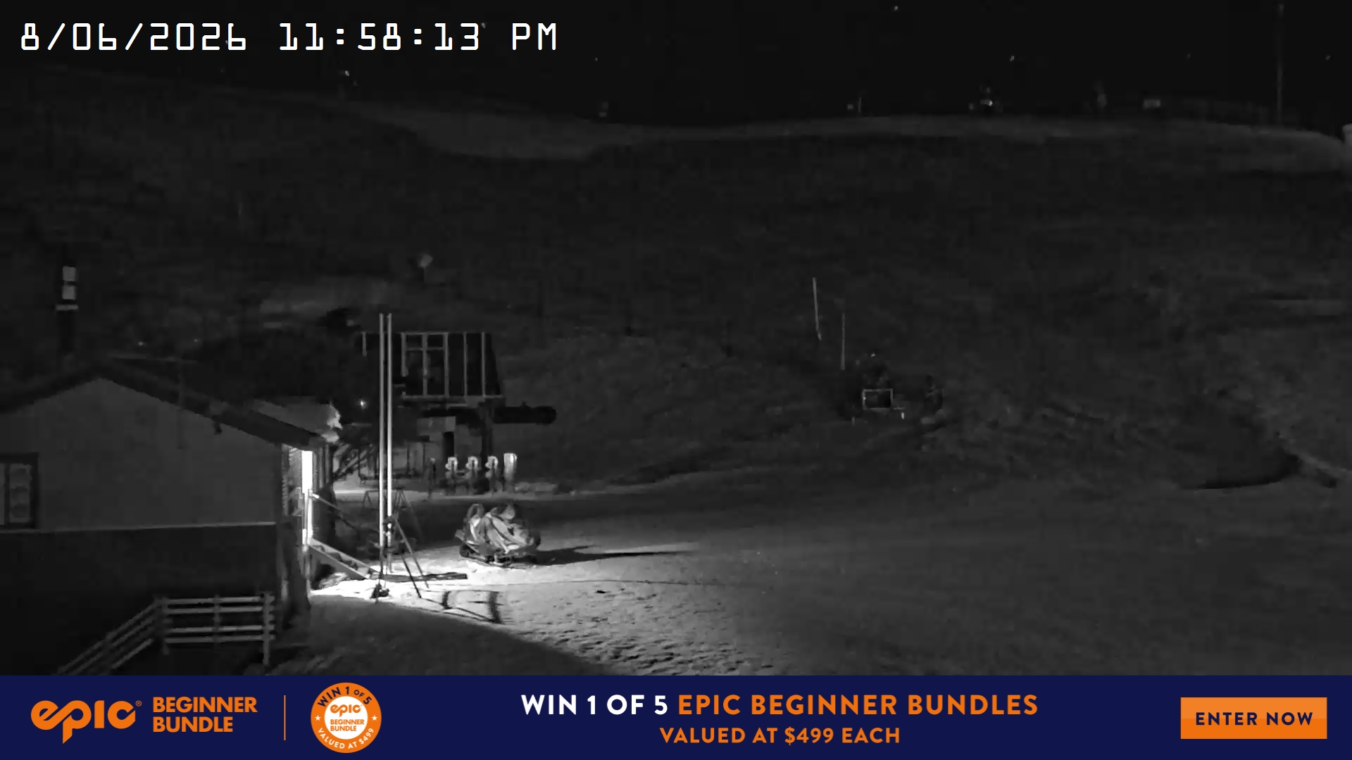 Mt Hotham Summit Trainer snow cam captured at 8 June 2026 at 11:59 pm AEST