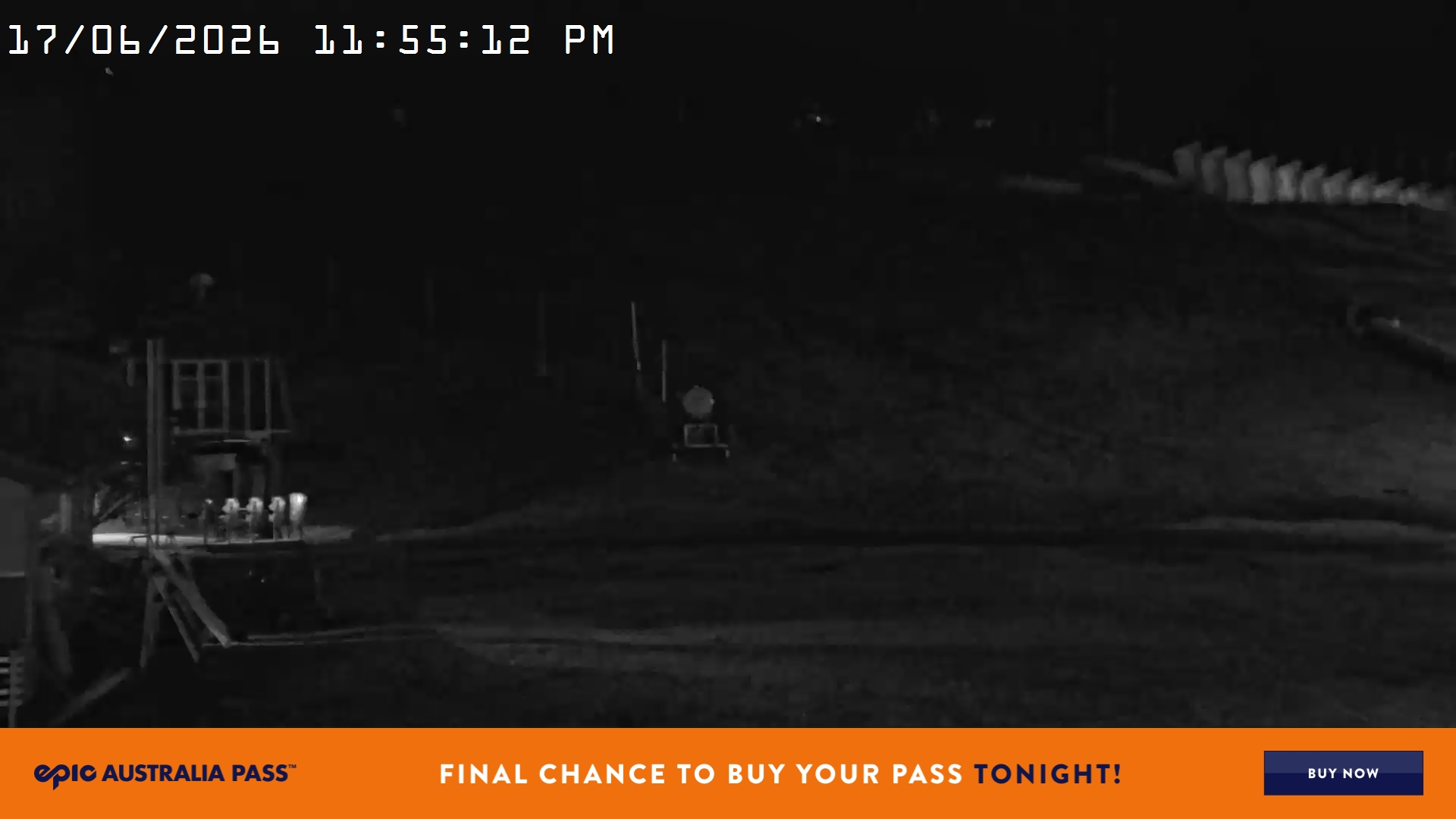 Mt Hotham Summit Trainer snow cam captured at 17 June 2026 at 11:55 pm AEST