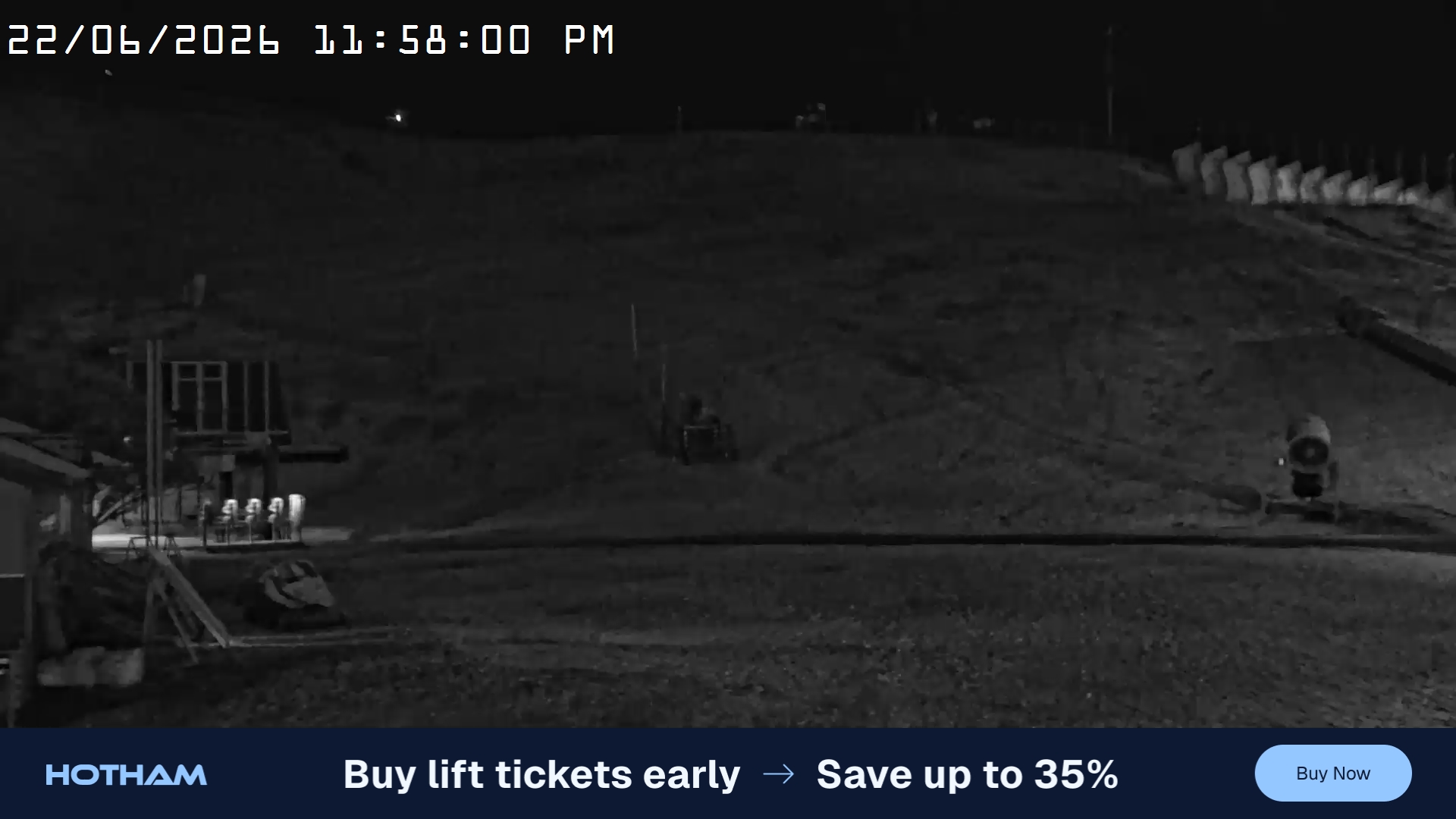 Mt Hotham Summit Trainer snow cam captured at 22 June 2026 at 11:58 pm AEST