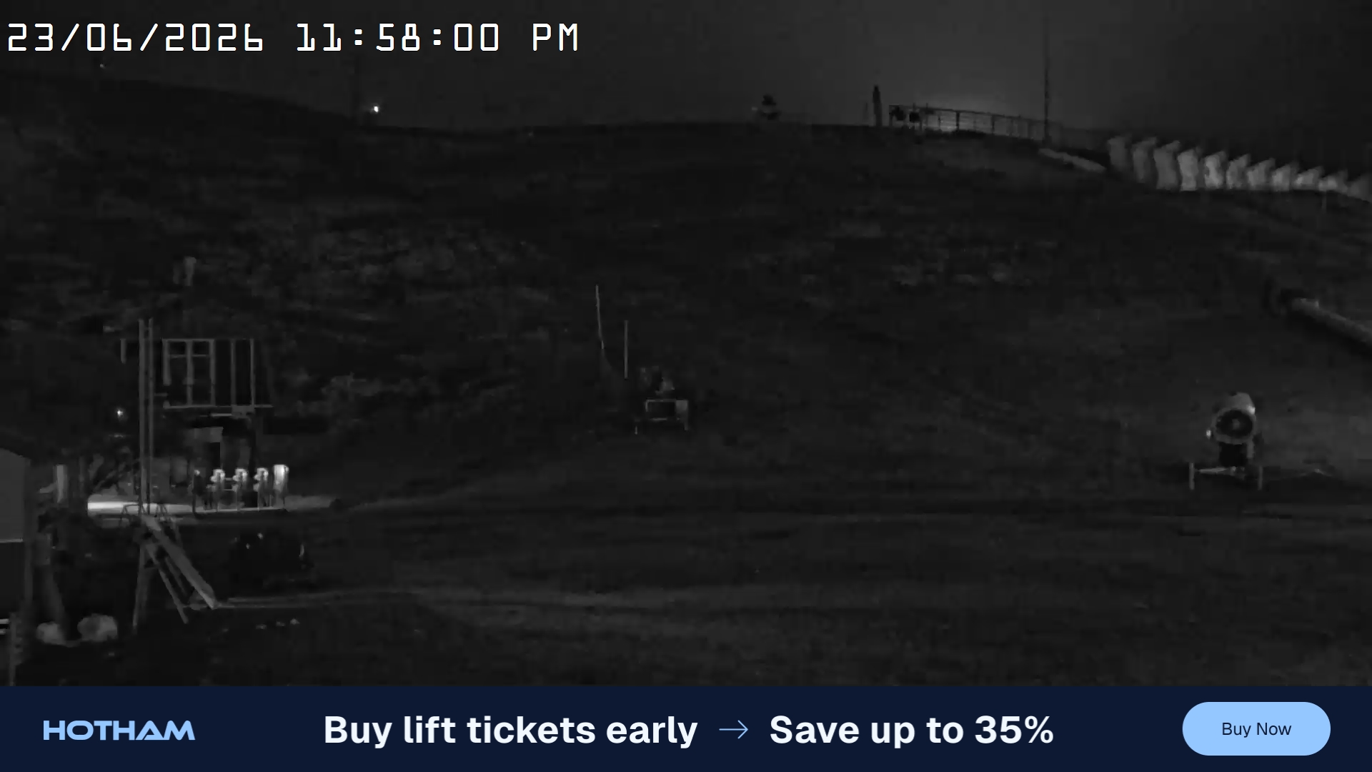 Mt Hotham Summit Trainer snow cam captured at 23 June 2026 at 11:58 pm AEST