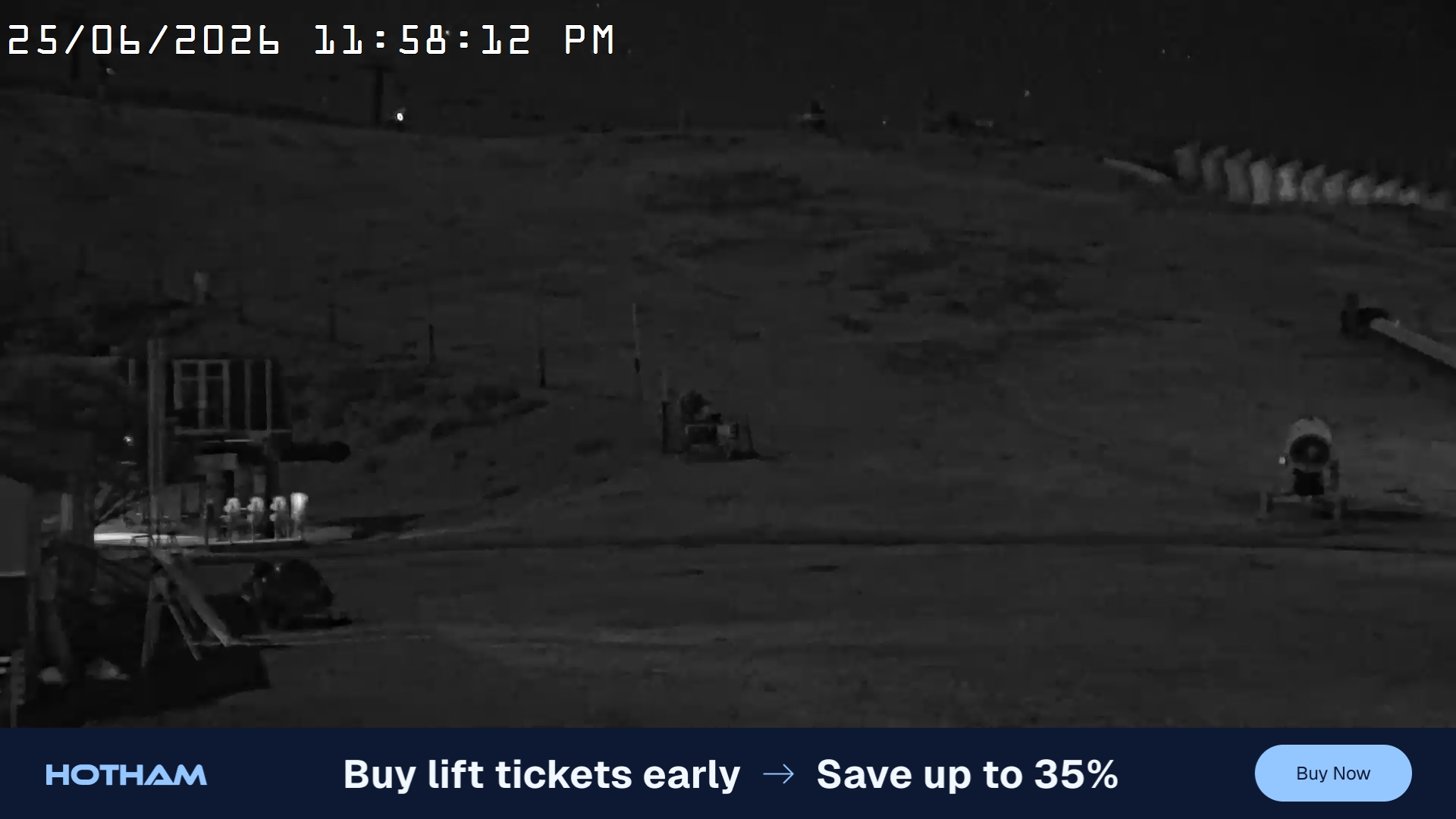 Mt Hotham Summit Trainer snow cam captured at 25 June 2026 at 11:58 pm AEST