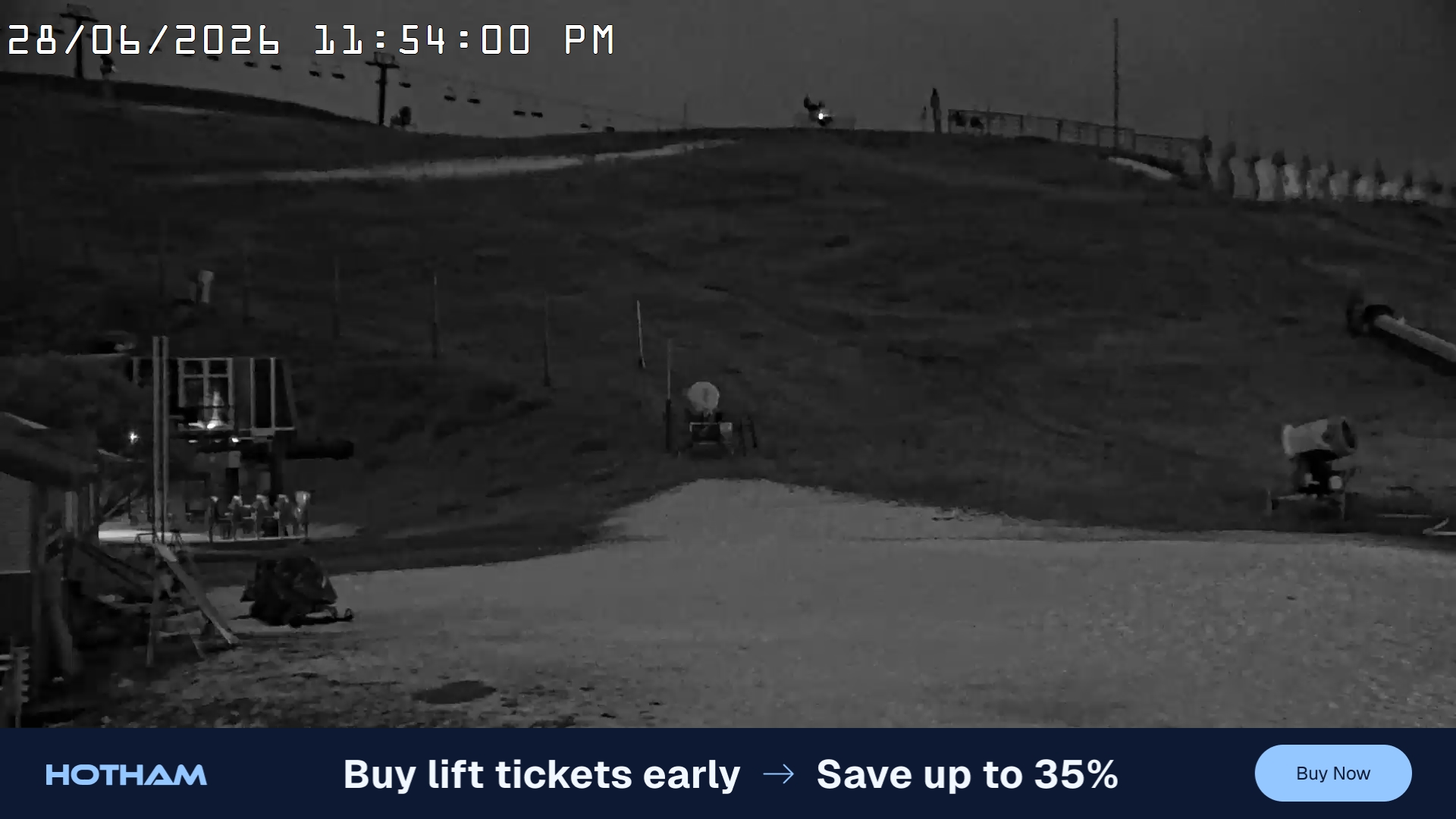 Mt Hotham Summit Trainer snow cam captured at 28 June 2026 at 11:55 pm AEST